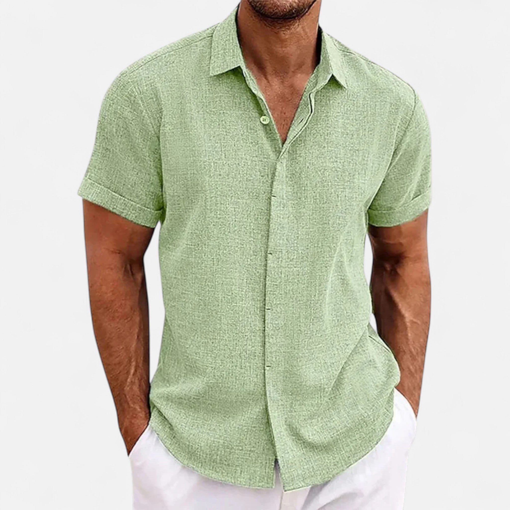 Veroux Mode | Men’s Cotton Linen Summer Shirt – Refined Ease, Coastal Sophistication