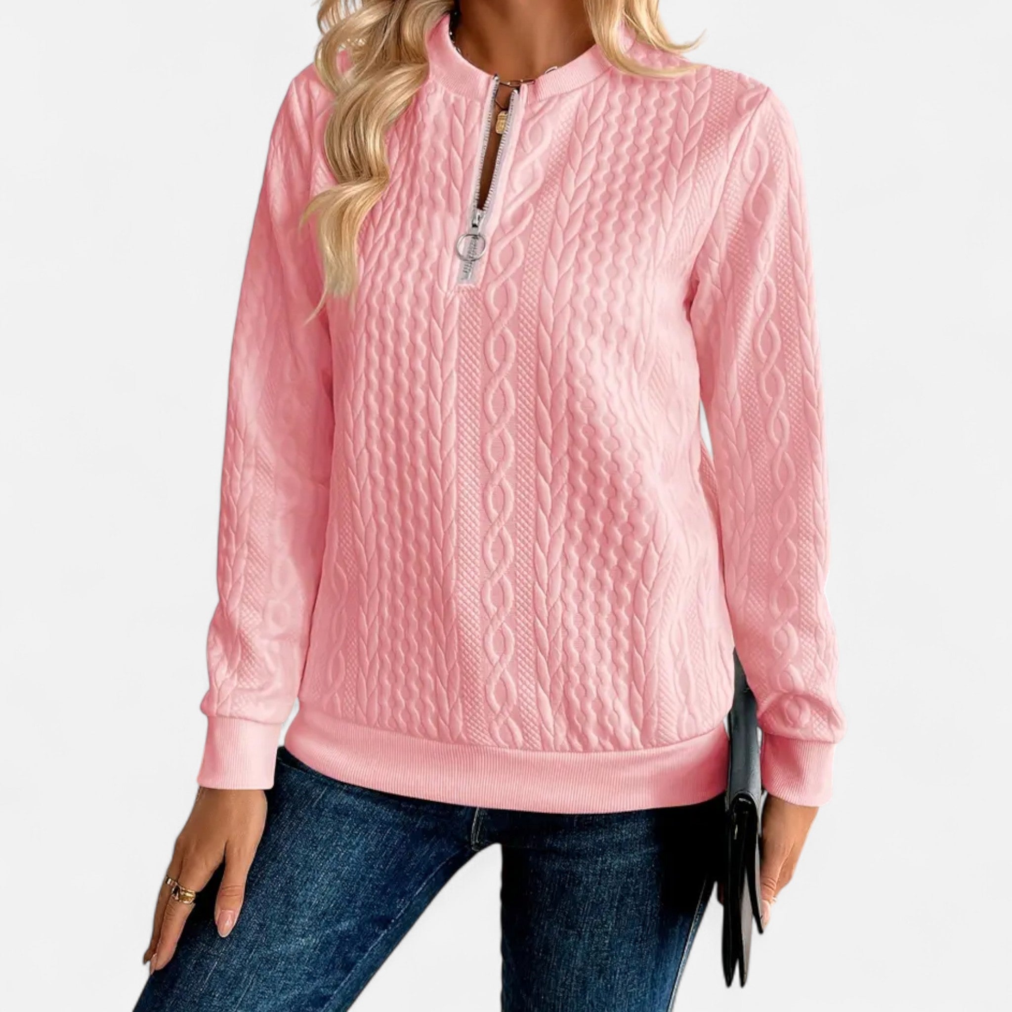 Veroux Mode | Women’s Textured Knit Zip Sweater