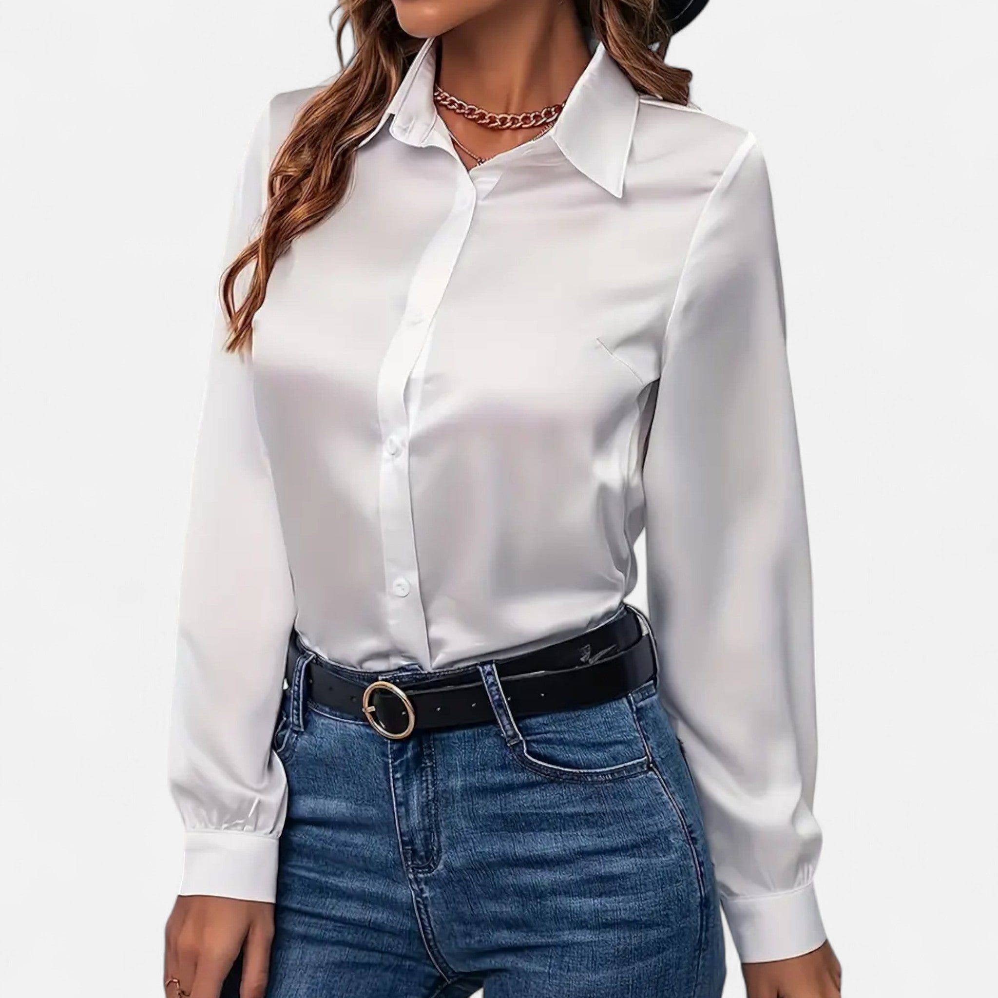Veroux Mode | Women’s Silky Satin Shirt – Chic Everyday Luxury
