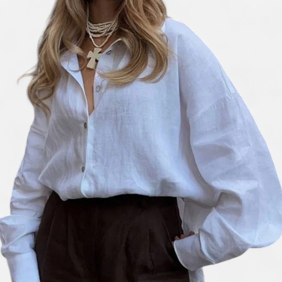Veroux Mode | Women's Vintage Cotton-Linen Shirt – Spring Elegance with Timeless Comfort