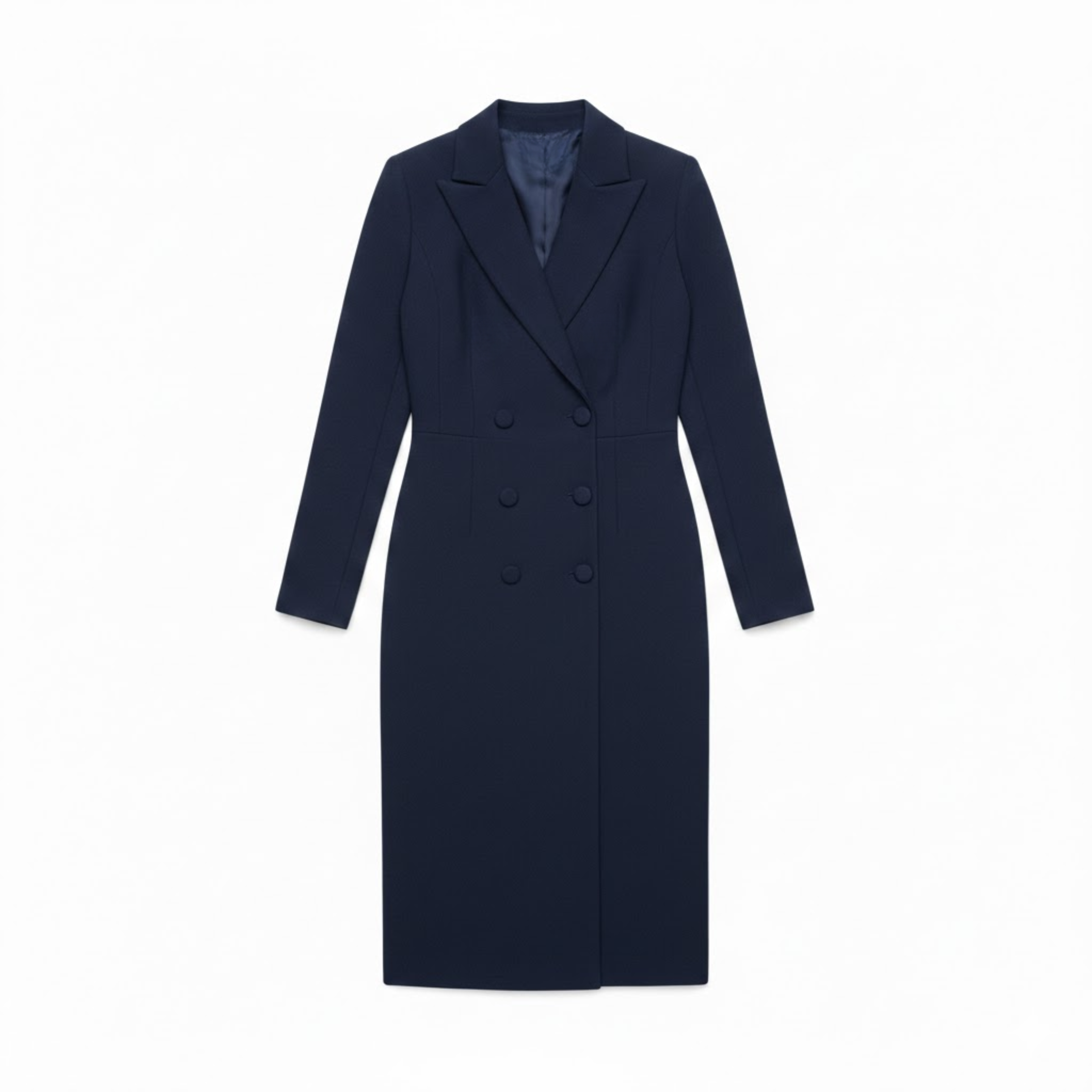 Women's Double Breasted Blazer Dress Long Sleeve Notched Lapel Midi Business Suit