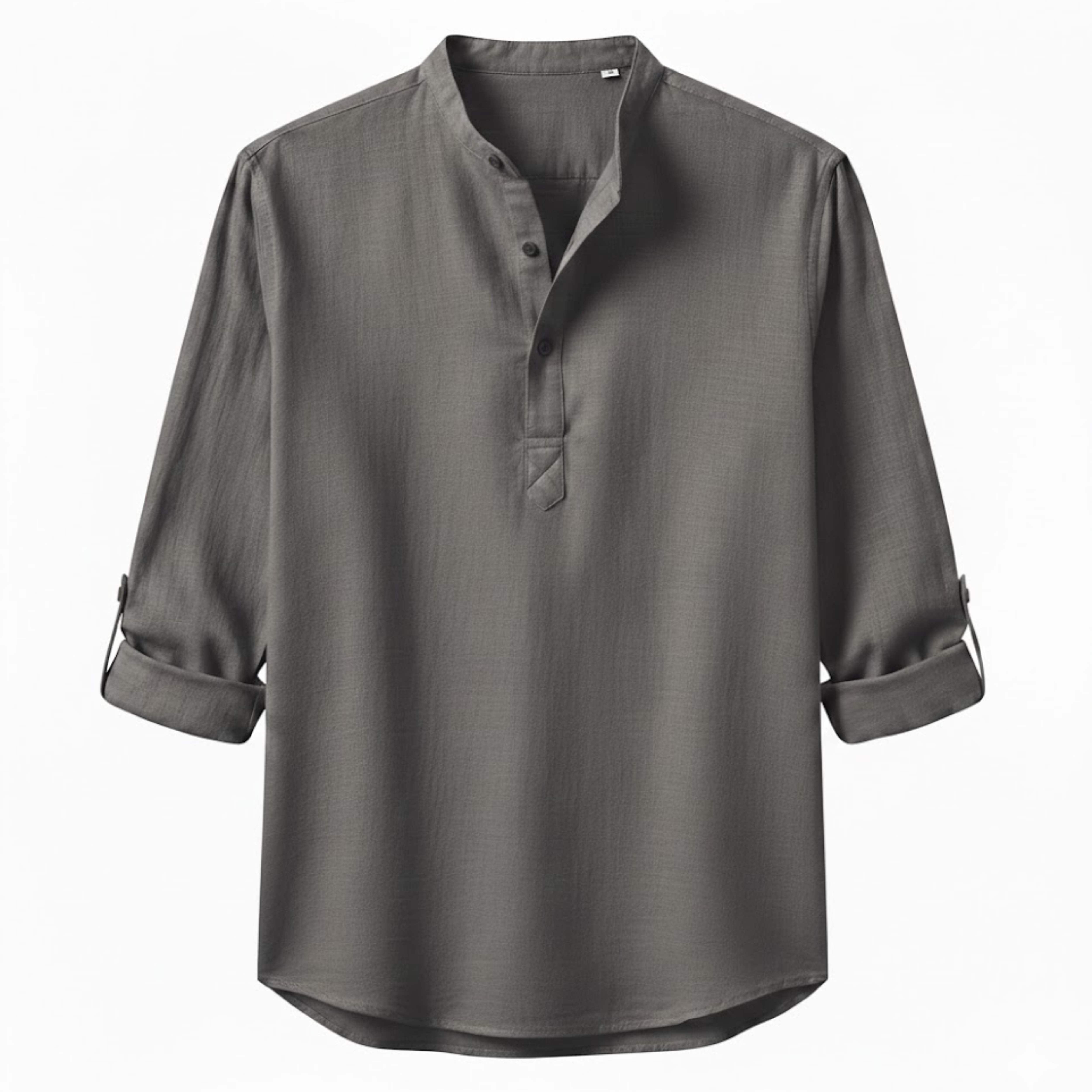Men's Cotton Linen Henley Shirt Long Sleeve Breathable Casual Beach Button Top