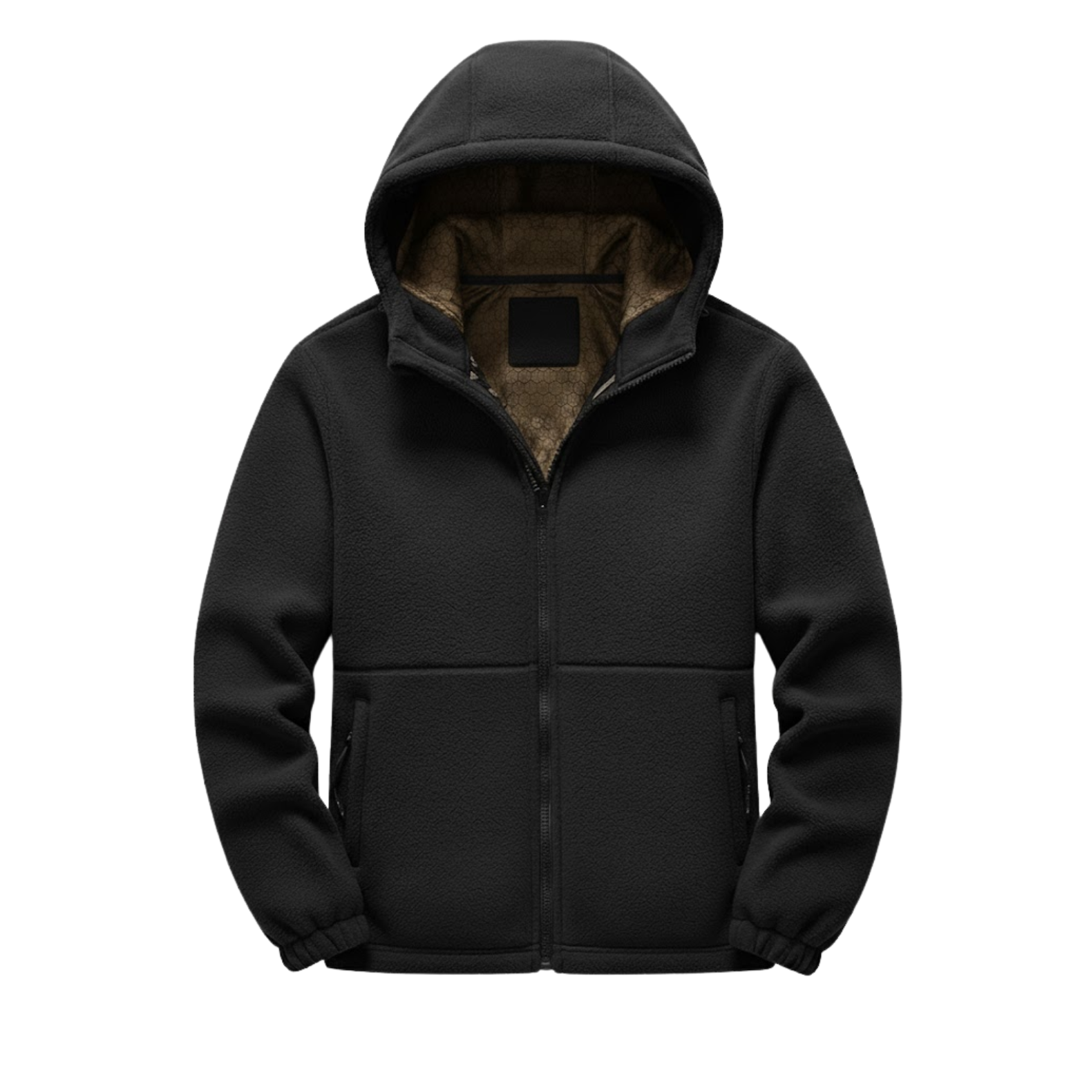 Men's Fleece Hooded Jacket Loose Fit Zipper Sherpa Outerwear Oversized Coat