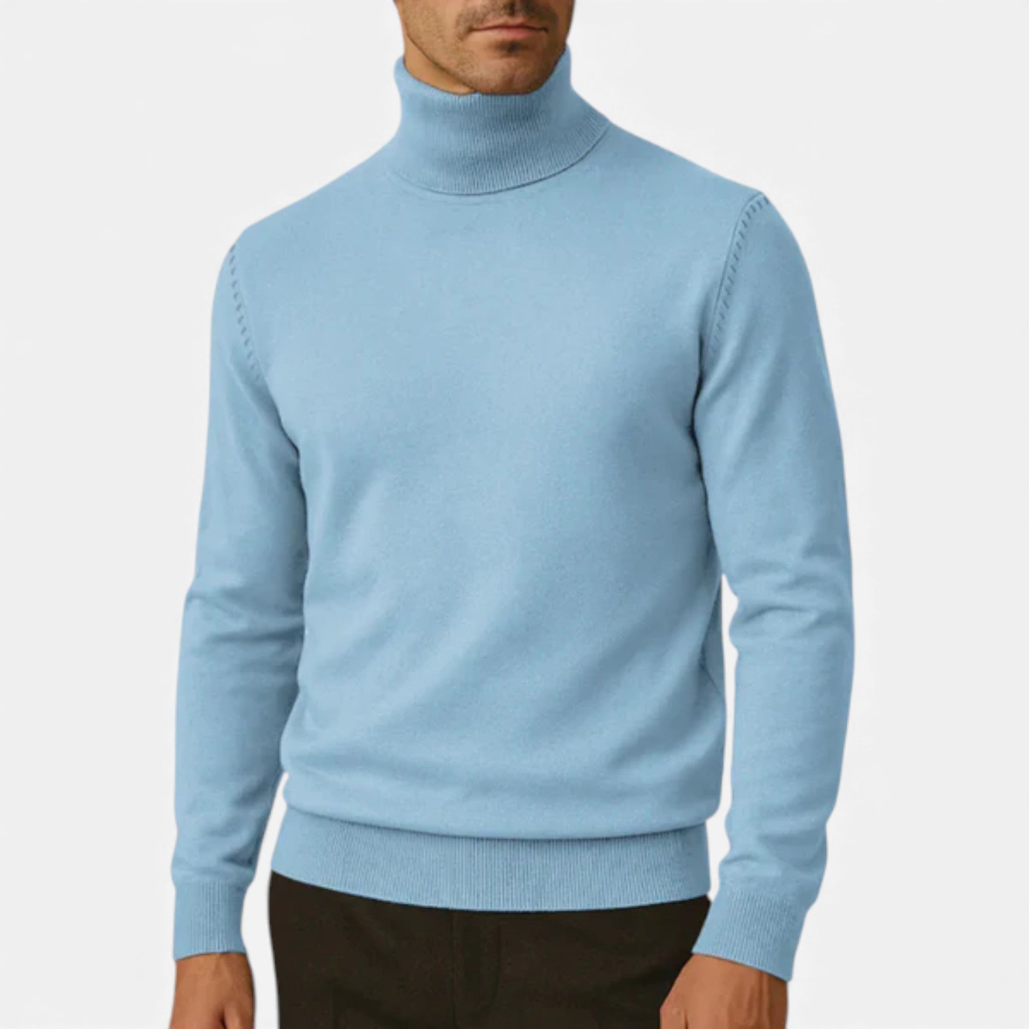 Veroux Mode | Men’s Turtleneck Knit Pullover – Basil Edition