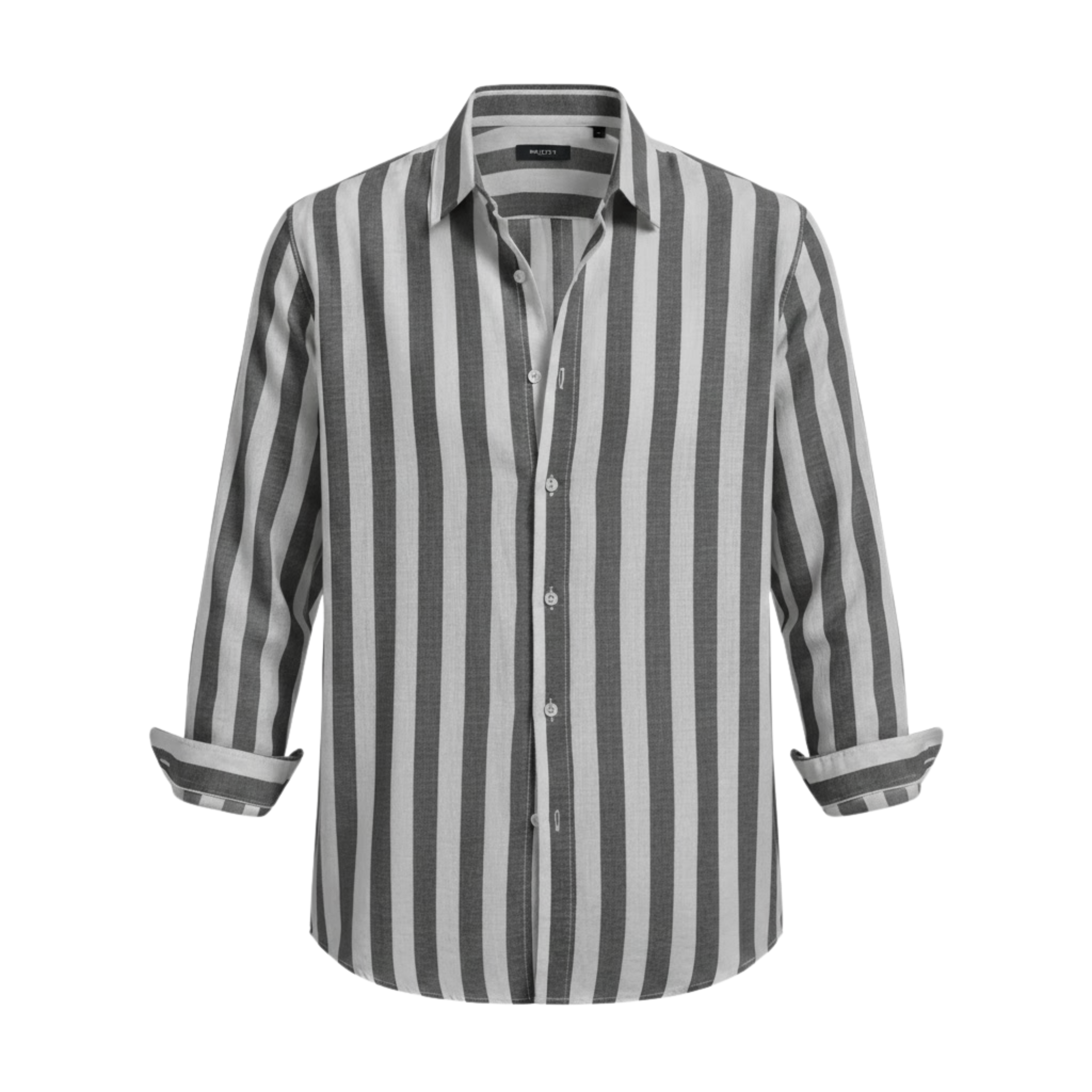 Men's Striped Casual Shirt Long Sleeve Turn-Down Collar Single Breasted Polyester Top