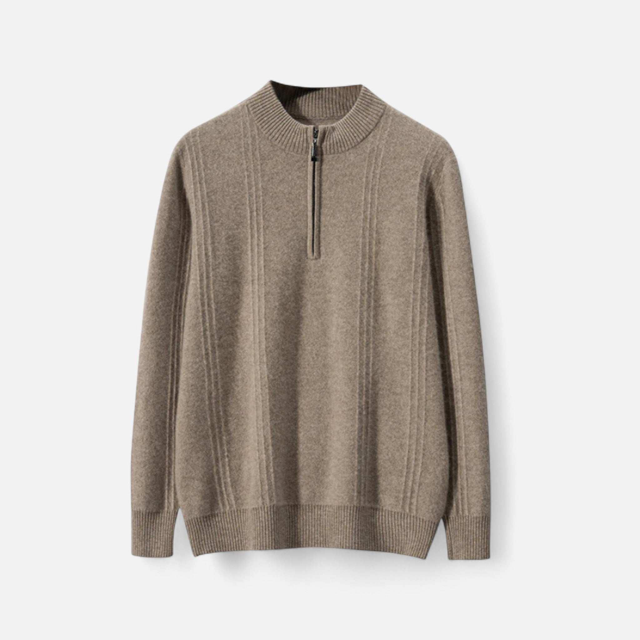 Veroux Mode | Men’s Sweater – Cashmere Ribbed Half-Zip Elegance