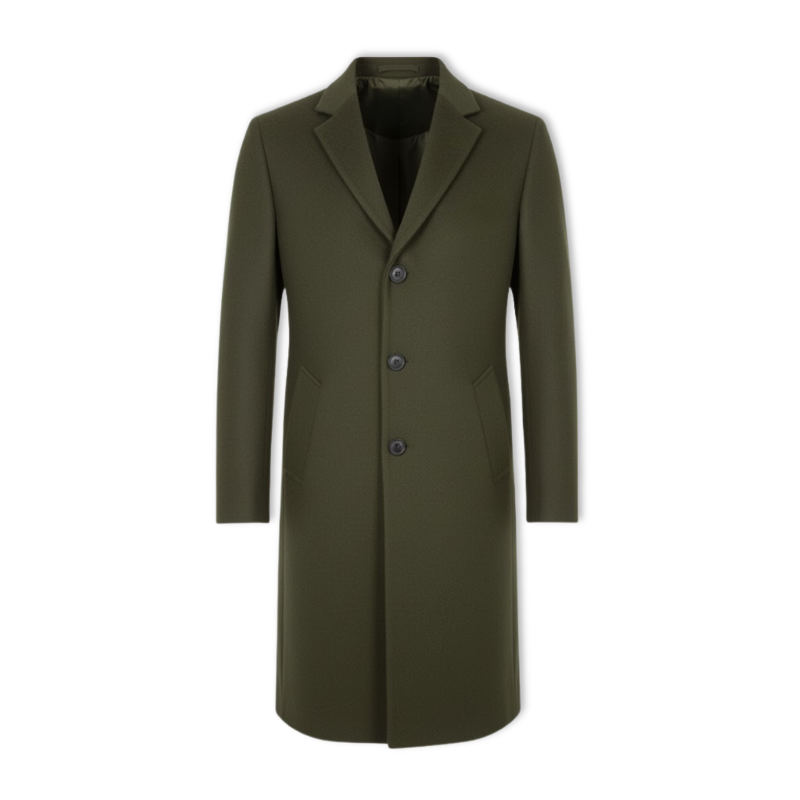 Long Cotton Coat Wool Blend Pure Color Slim Windbreaker Jacket