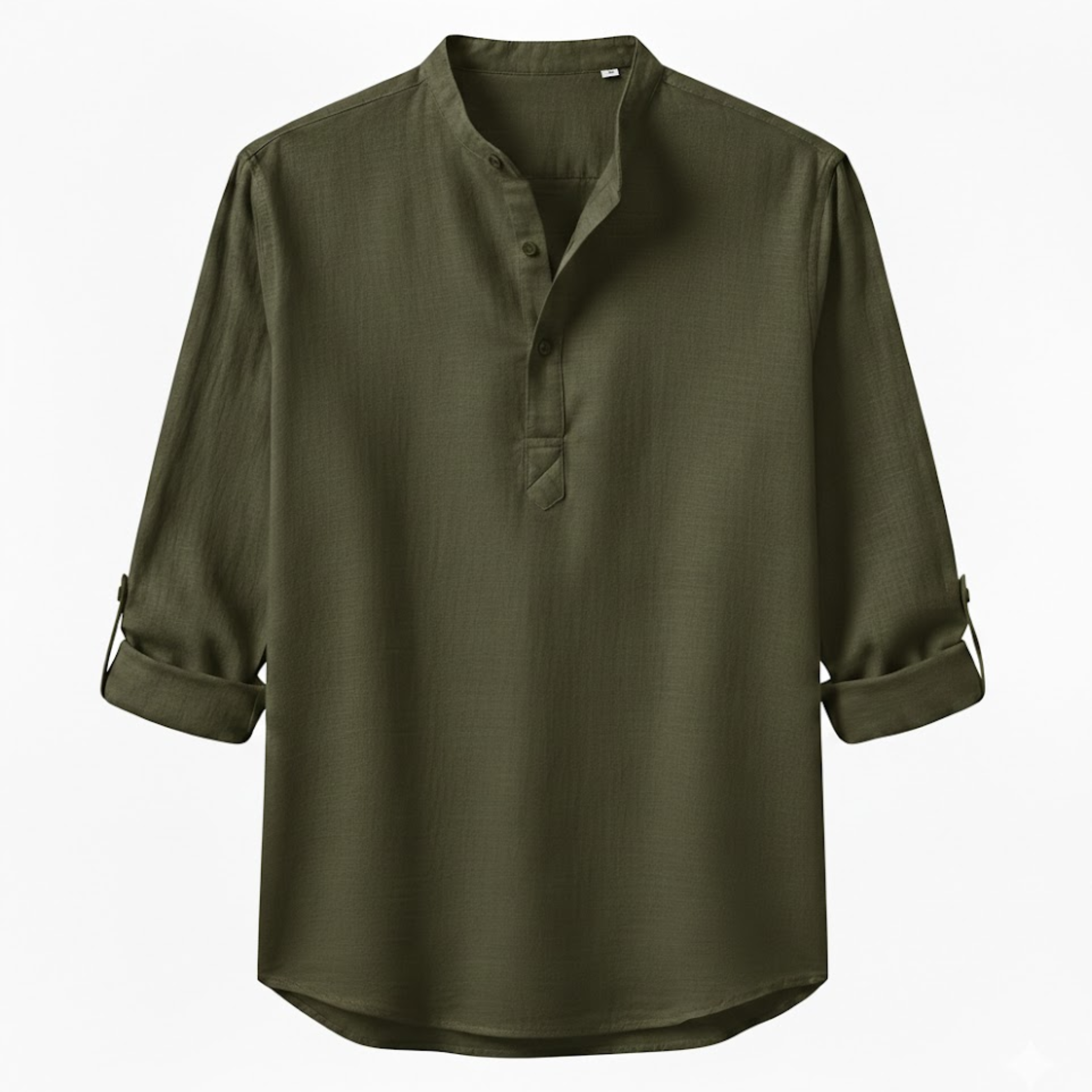 Men's Cotton Linen Henley Shirt Long Sleeve Breathable Casual Beach Button Top
