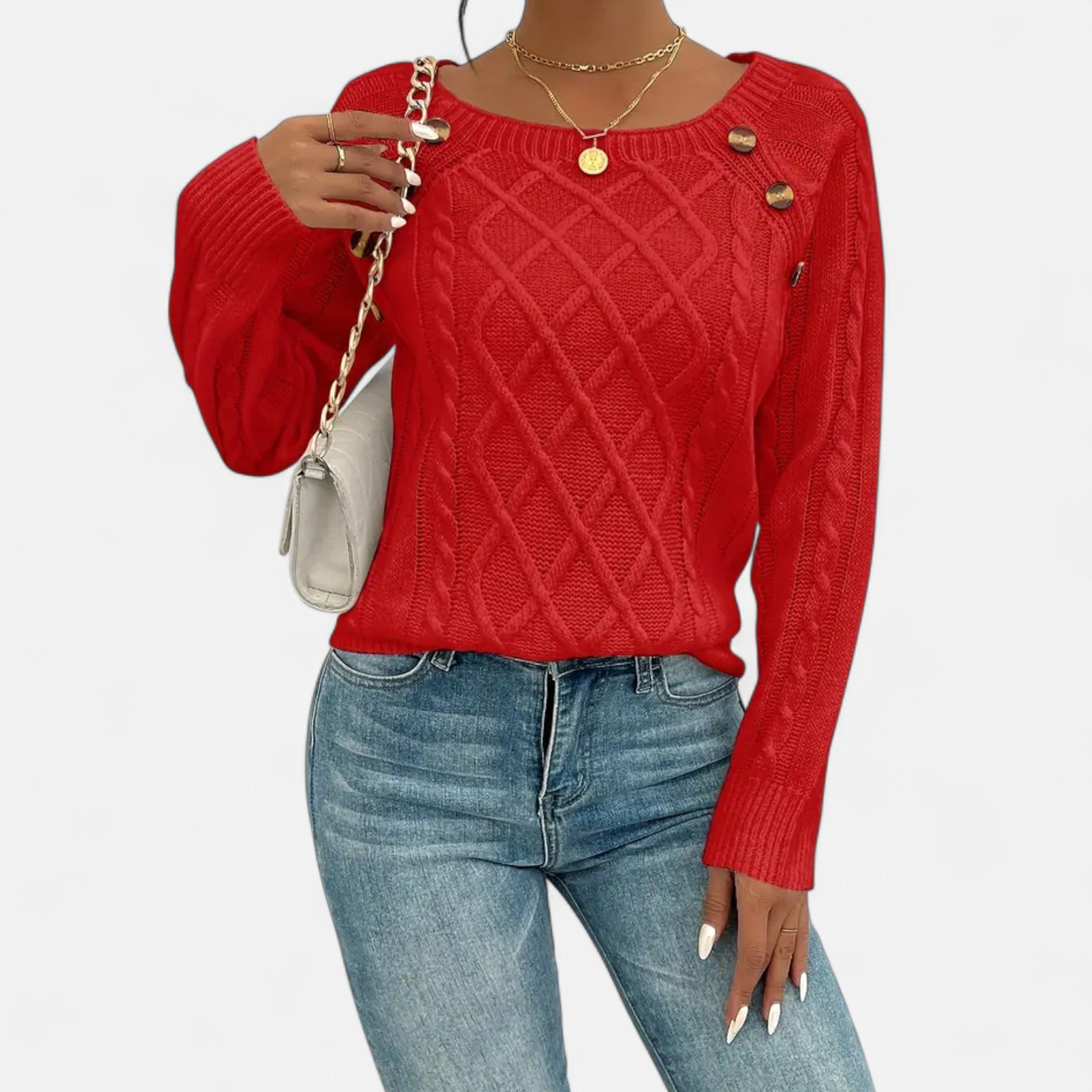 Veroux Mode | Women’s Cable-Knit Button Sweater