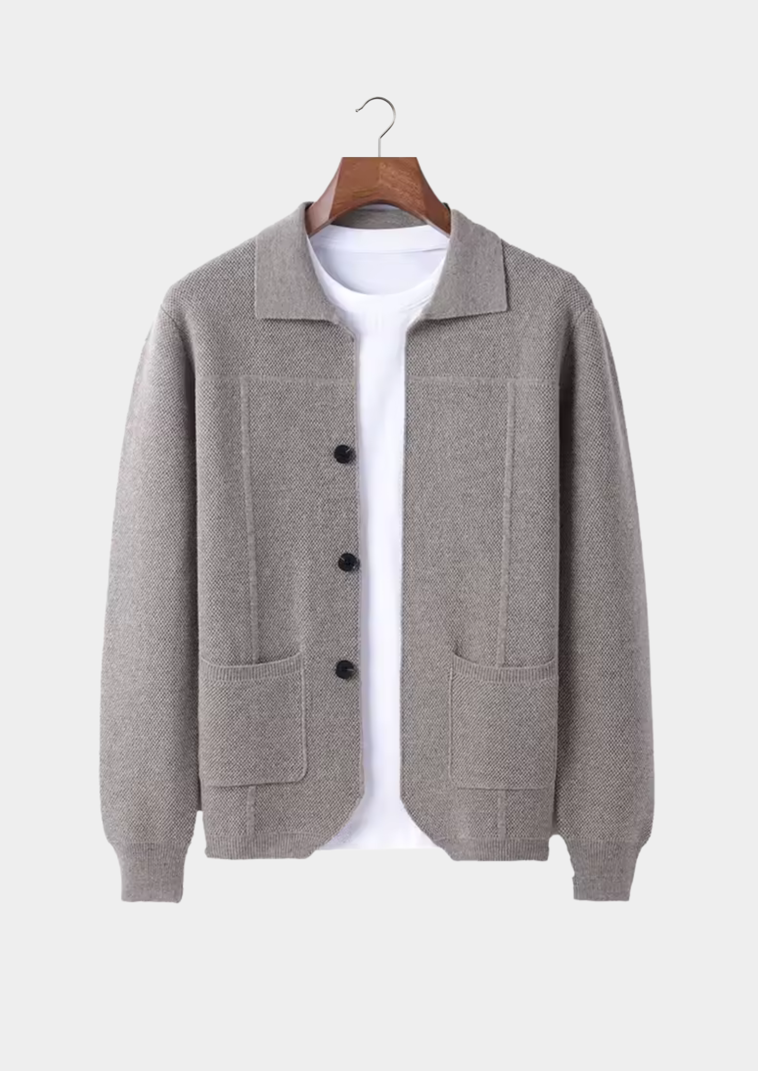 Veroux Mode | Men’s Pure Extra-Fine Merino Wool Button Overshirt