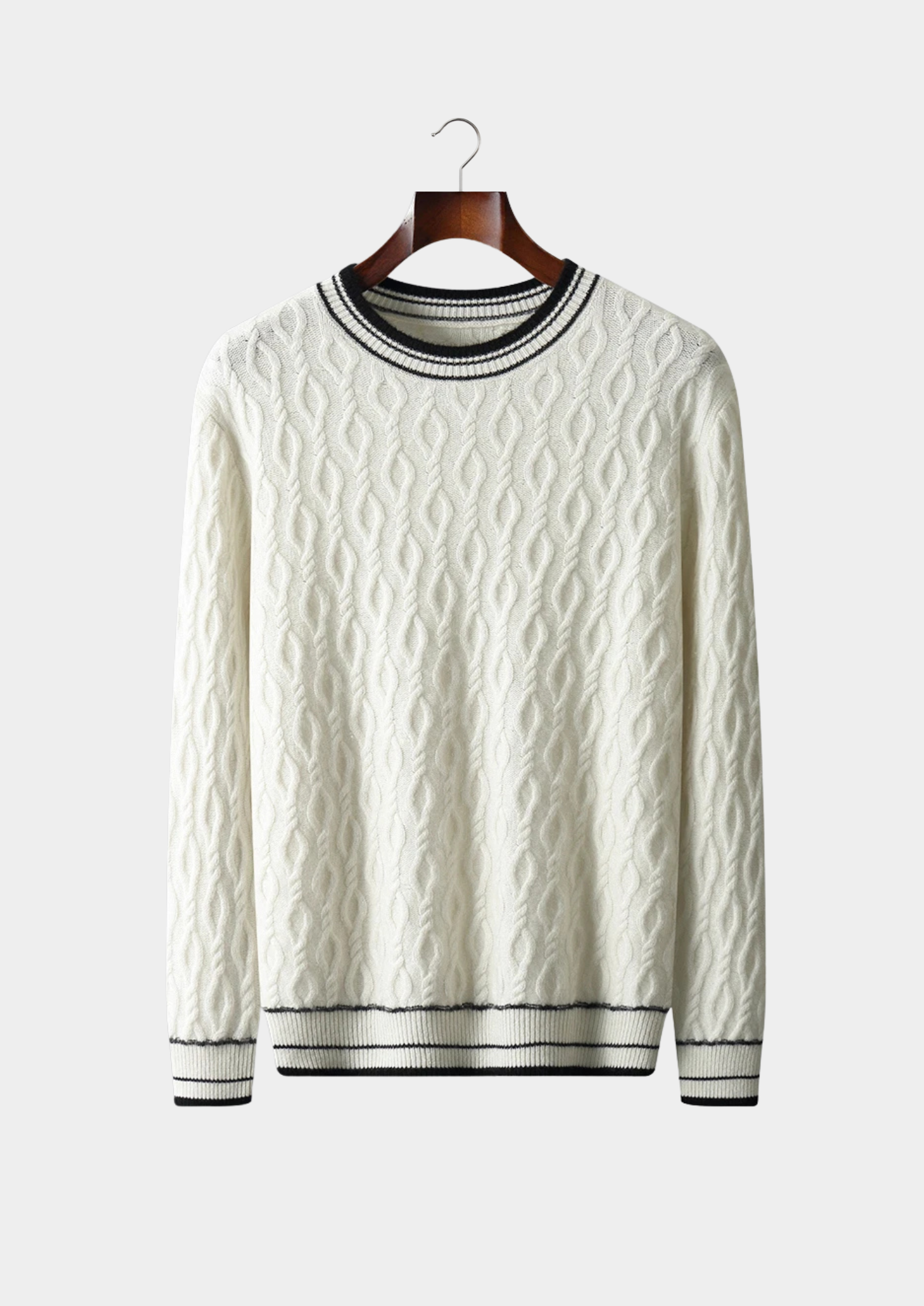 Veroux Mode | Men’s Pure Extra-Fine Merino Wool Jacquard Crewneck