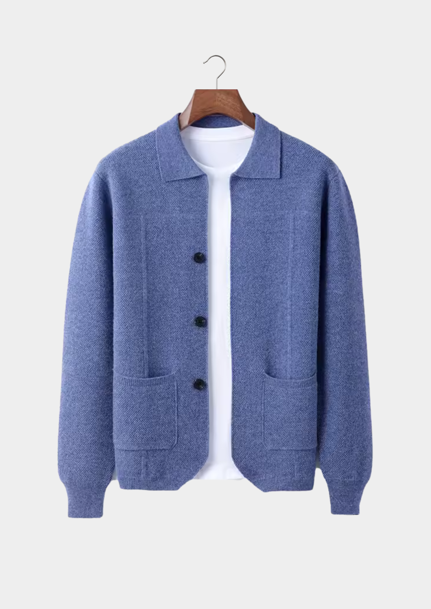Veroux Mode | Men’s Pure Extra-Fine Merino Wool Button Overshirt