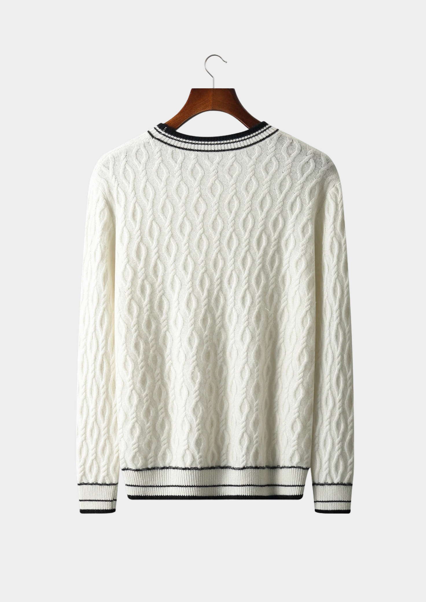 Veroux Mode | Men’s Pure Extra-Fine Merino Wool Jacquard Crewneck