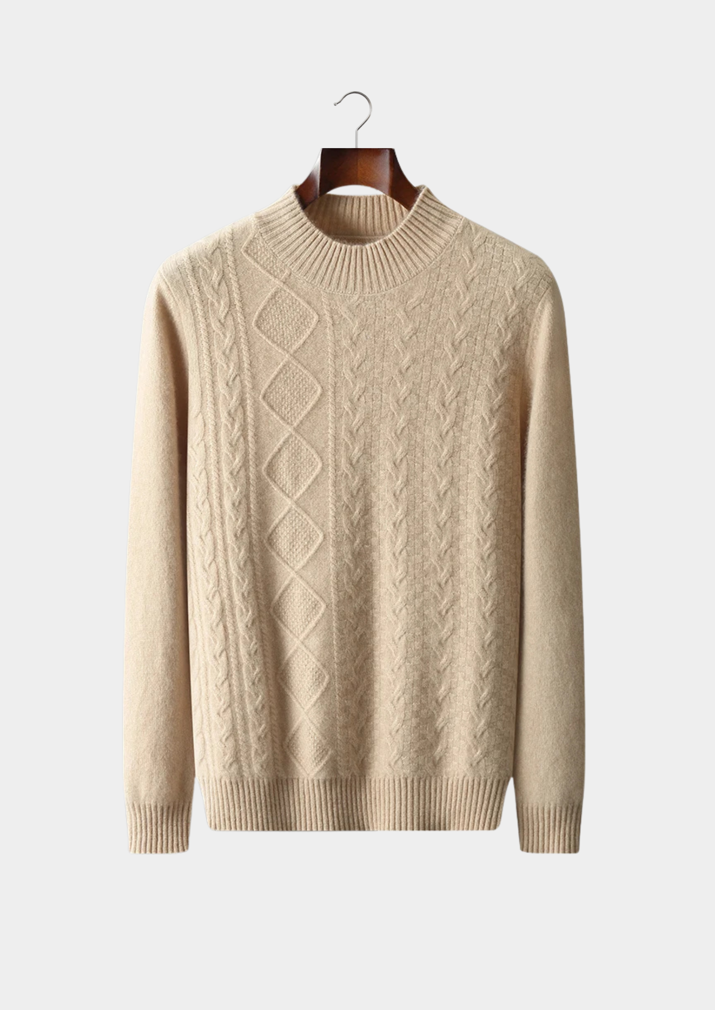 Veroux Mode | Men’s Pure Extra-Fine Merino Wool Jacquard Mockneck
