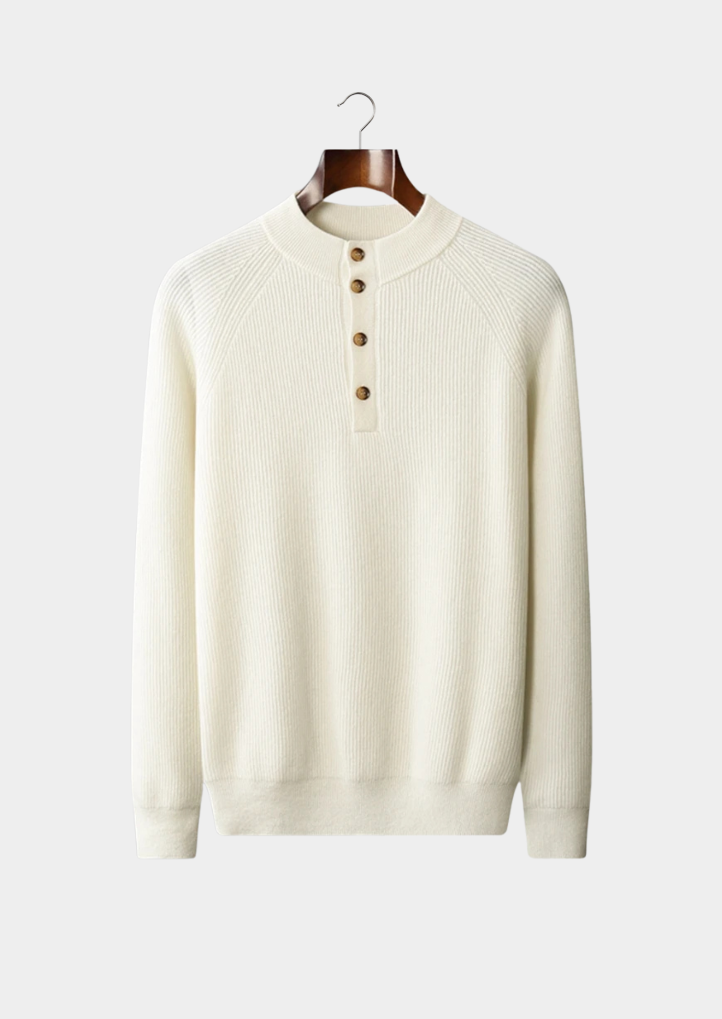 Veroux Mode | Men’s Premium Cashmere Classic Ribbed Henley Sweater