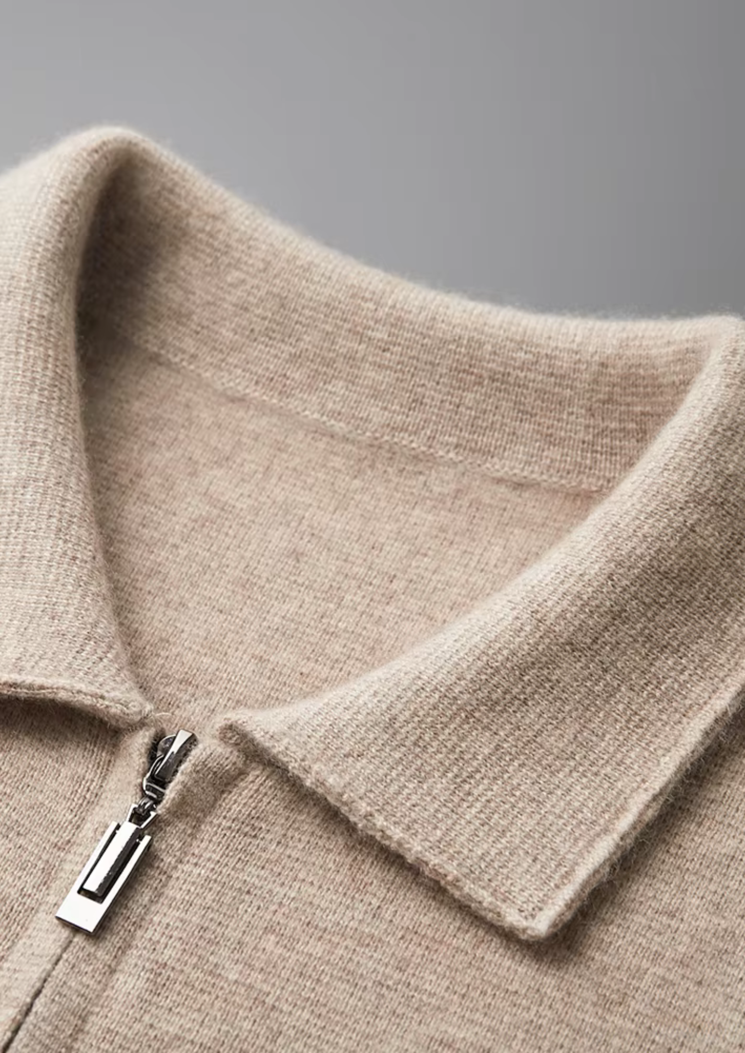 Veroux Mode | Men’s Pure Extra-Fine Merino Wool Zip Polo Cardigan