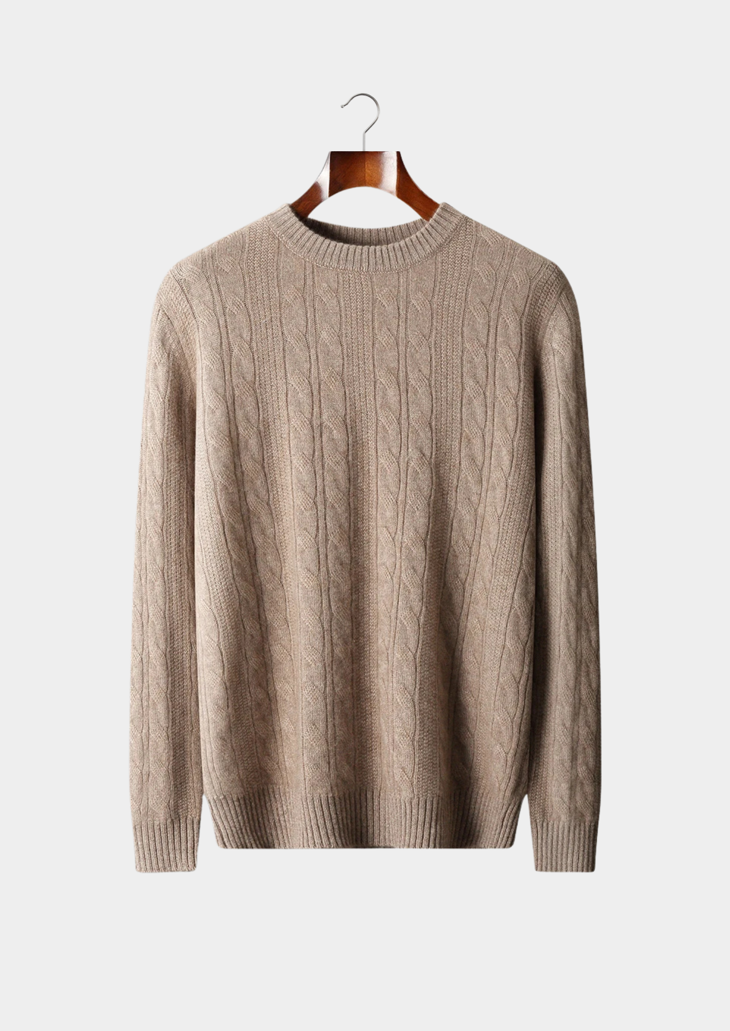 Veroux Mode | Men’s Pure Extra-Fine Merino Wool Cable Crewneck