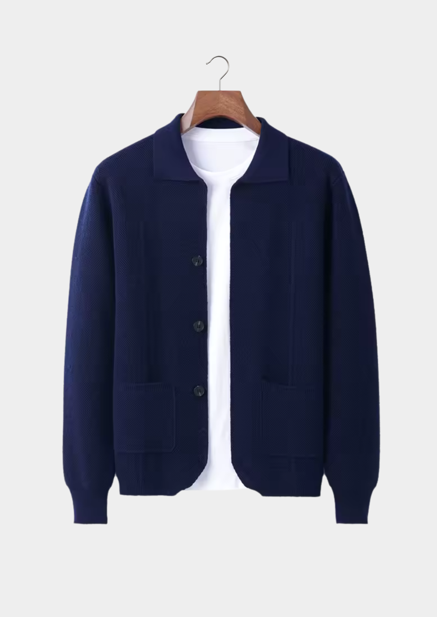 Veroux Mode | Men’s Pure Extra-Fine Merino Wool Button Overshirt