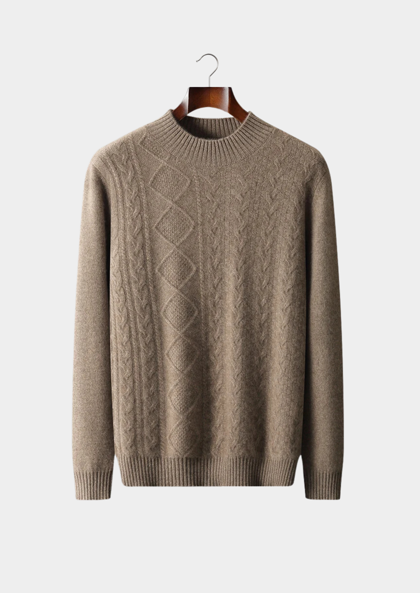 Veroux Mode | Men’s Pure Extra-Fine Merino Wool Jacquard Mockneck