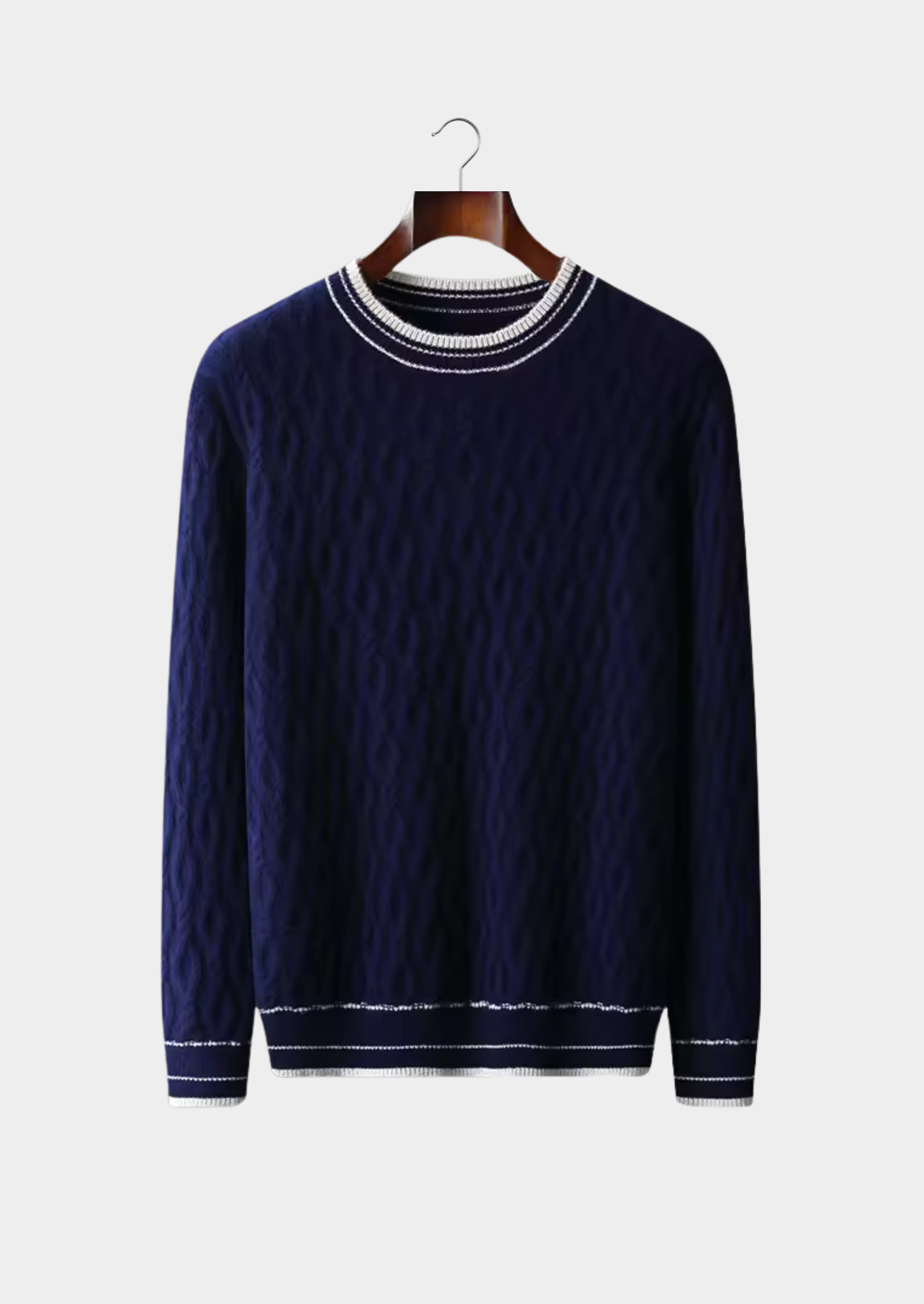 Veroux Mode | Men’s Pure Extra-Fine Merino Wool Jacquard Crewneck