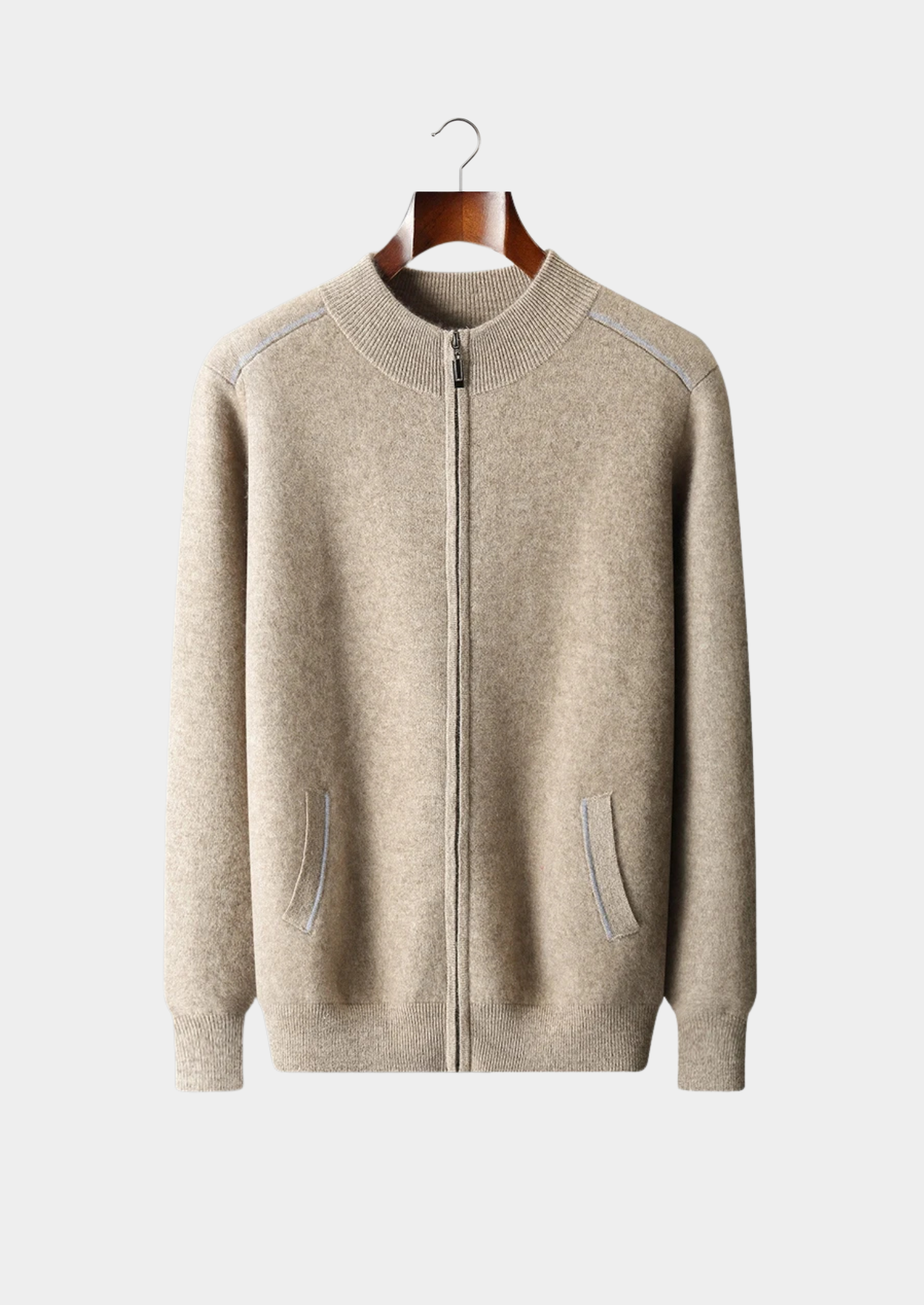 Veroux Mode | Men’s Premium Cashmere Two-Tone Zip Cardigan