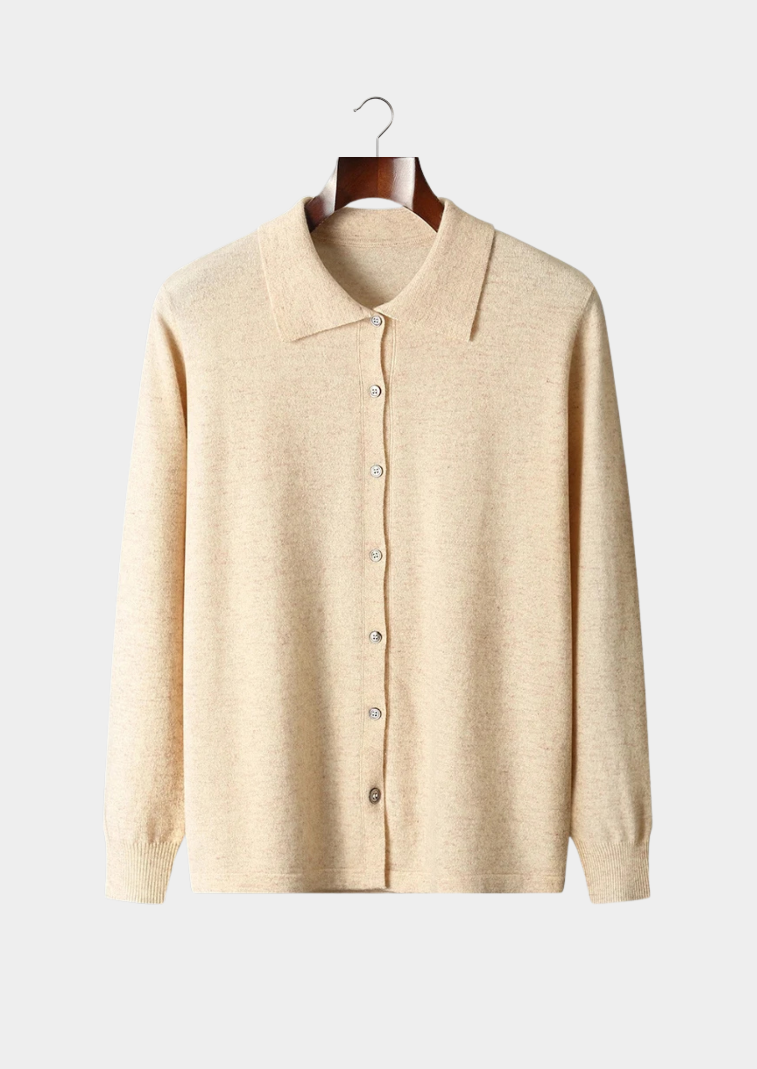Veroux Mode | Men’s Pure Extra-Fine Merino Wool Polo Cardigan