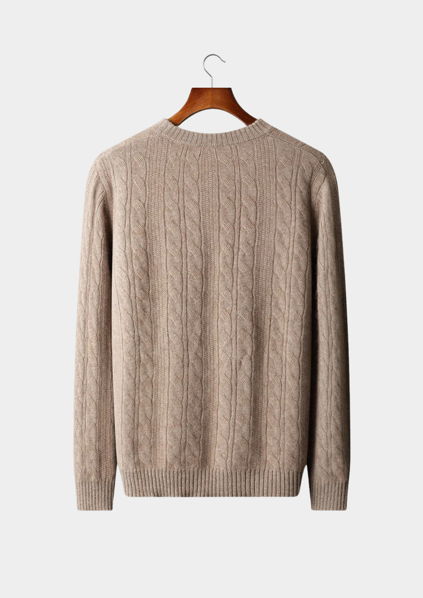 Veroux Mode | Men’s Pure Extra-Fine Merino Wool Cable Crewneck