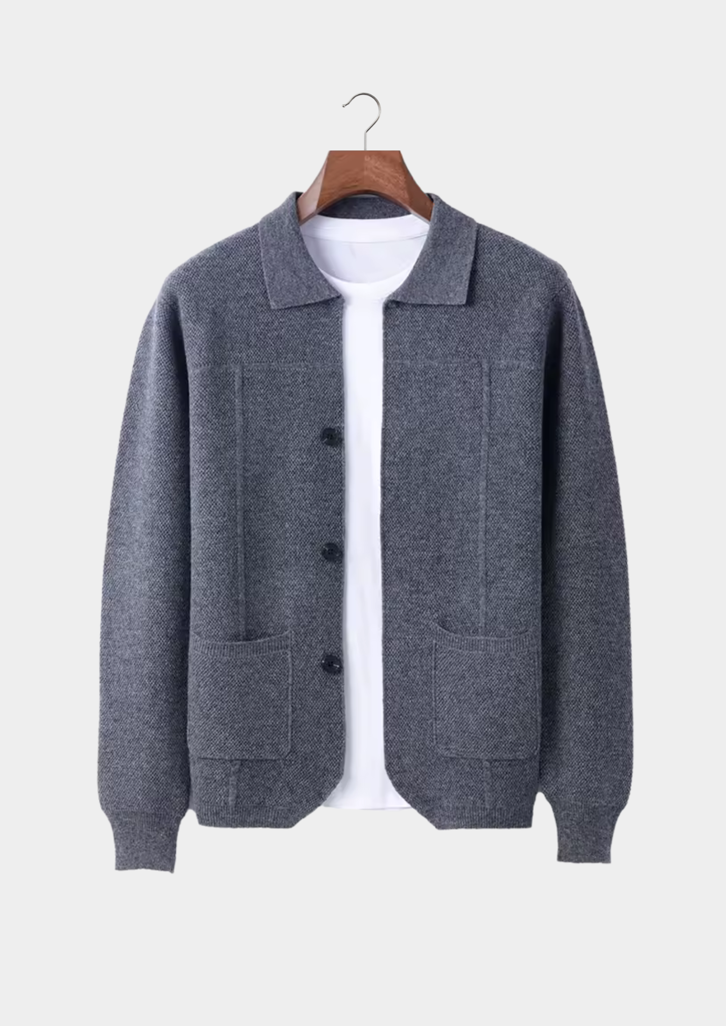Veroux Mode | Men’s Pure Extra-Fine Merino Wool Button Overshirt