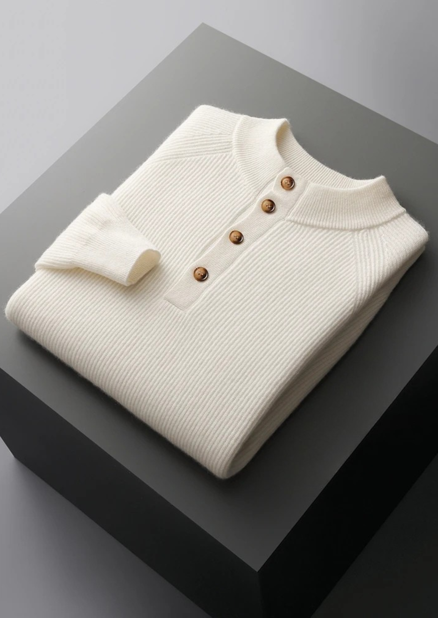 Veroux Mode | Men’s Premium Cashmere Classic Ribbed Henley Sweater