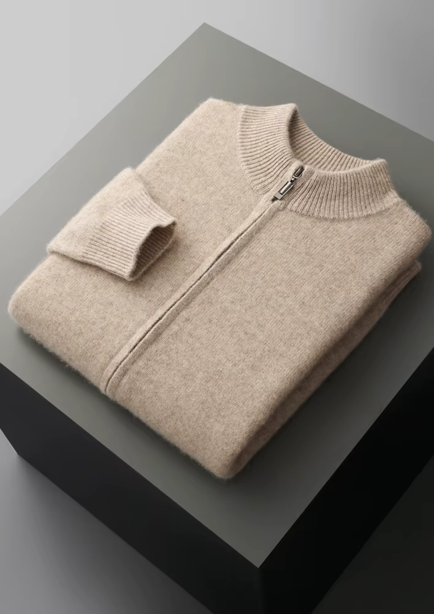 Veroux Mode | Men’s Pure Extra-Fine Merino Wool Zipper Cardigan