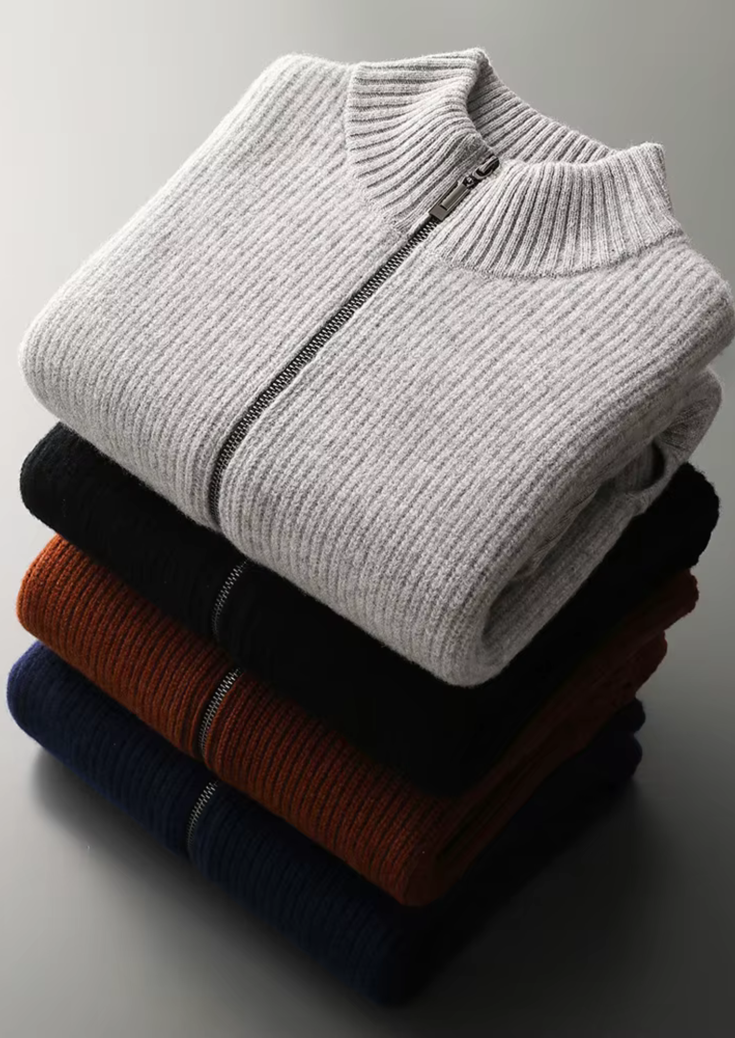Veroux Mode | Men’s Pure Extra-Fine Merino Wool Ribbed Cardigan