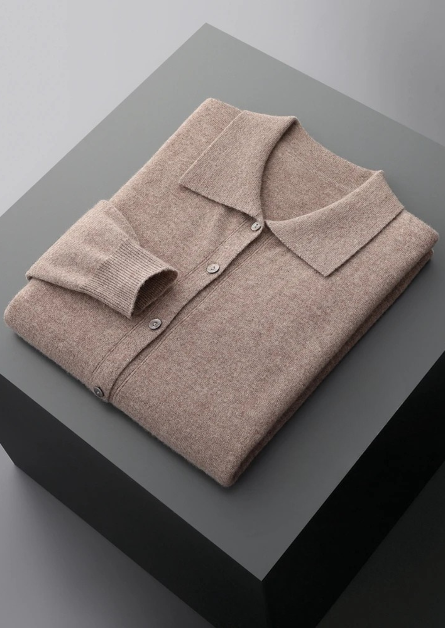 Veroux Mode | Men’s Pure Extra-Fine Merino Wool Polo Cardigan