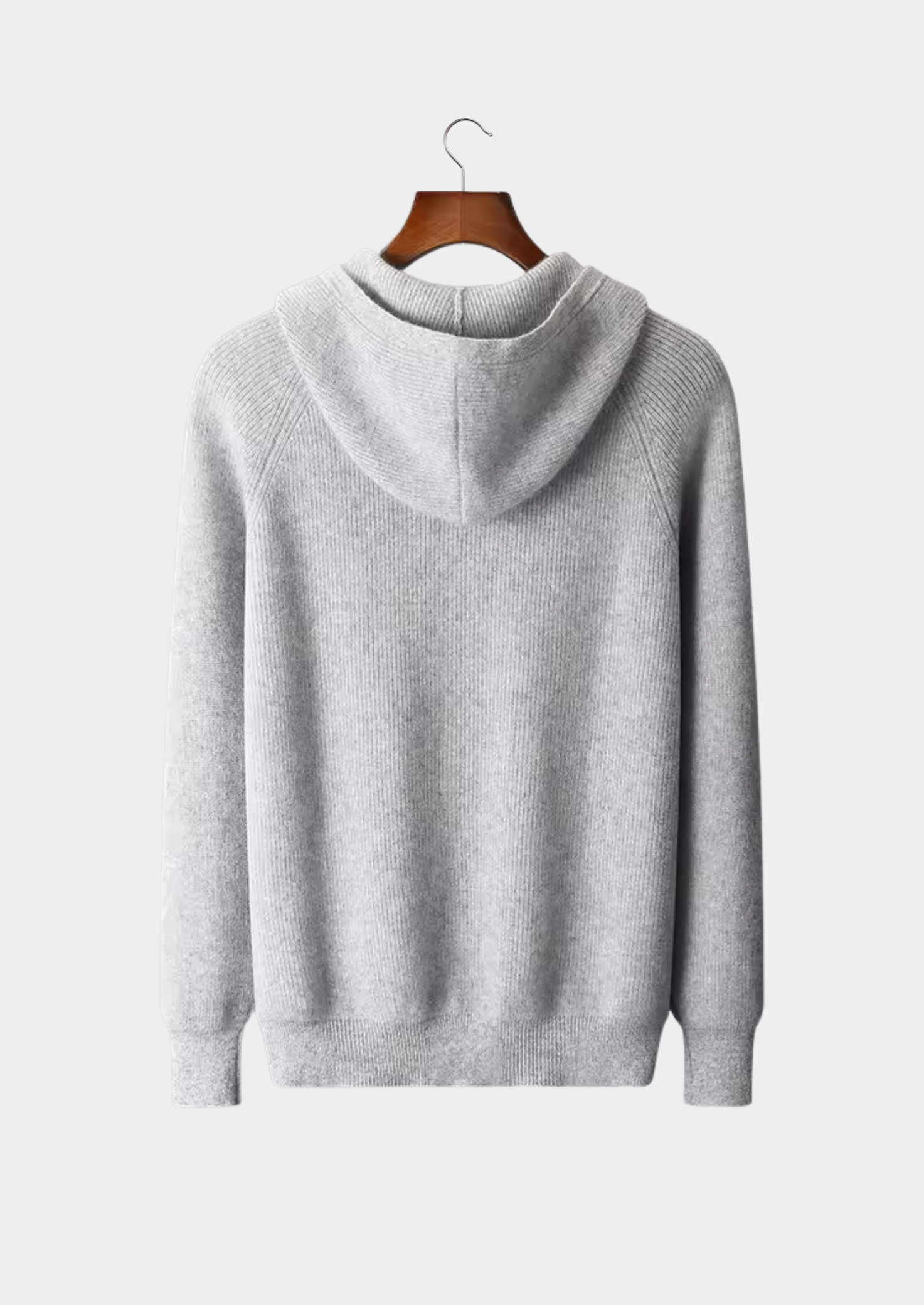 Veroux Mode | Men’s Pure Extra-Fine Merino Wool Ribbed Zip Hoodie