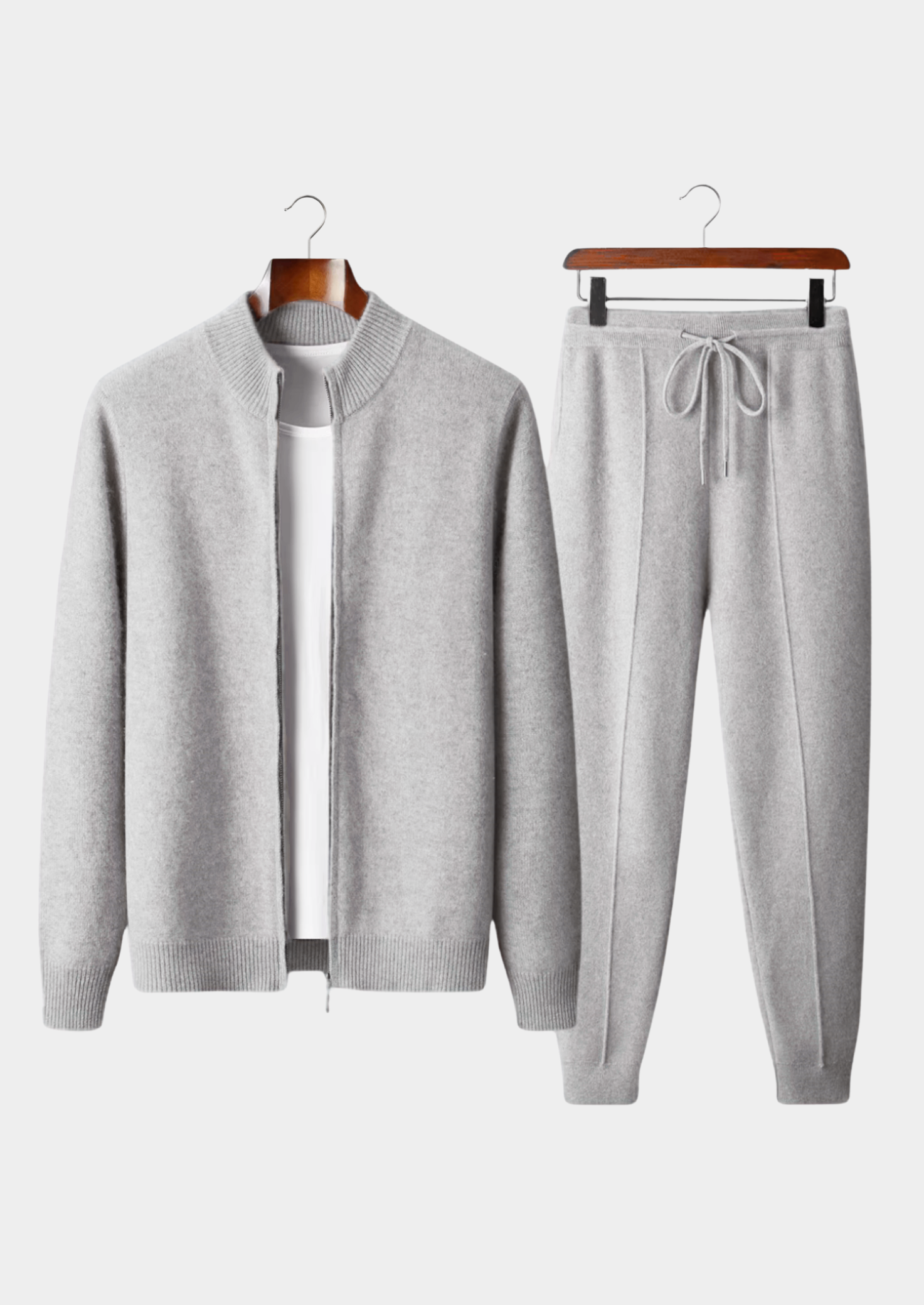 Veroux Mode | Men’s Pure Extra-Fine Merino Wool Luzzo Set – Light Gray