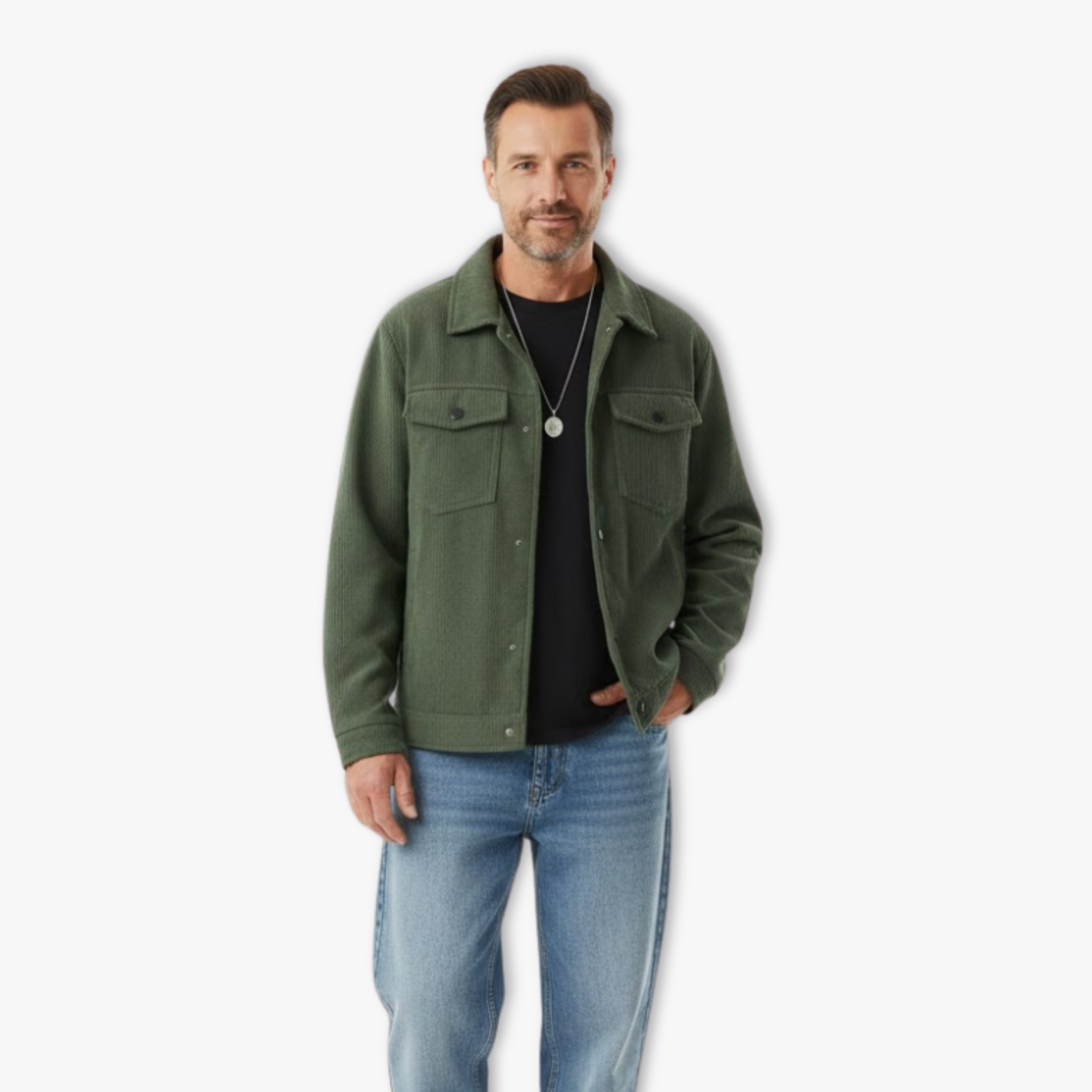 Men's Loose Fit Corduroy Collared Jacket