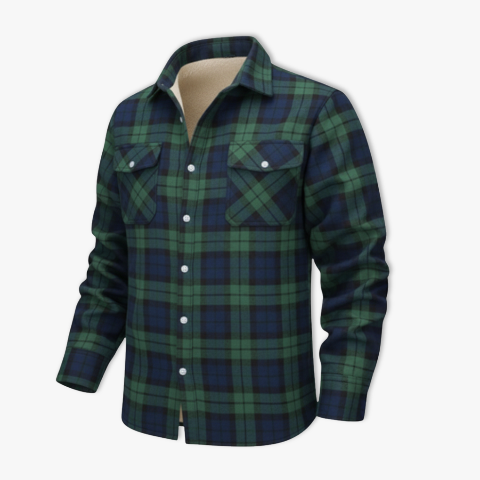 Mens Flannel Cotton Jackets Plaid Fleece Lining Cargo Work Coats