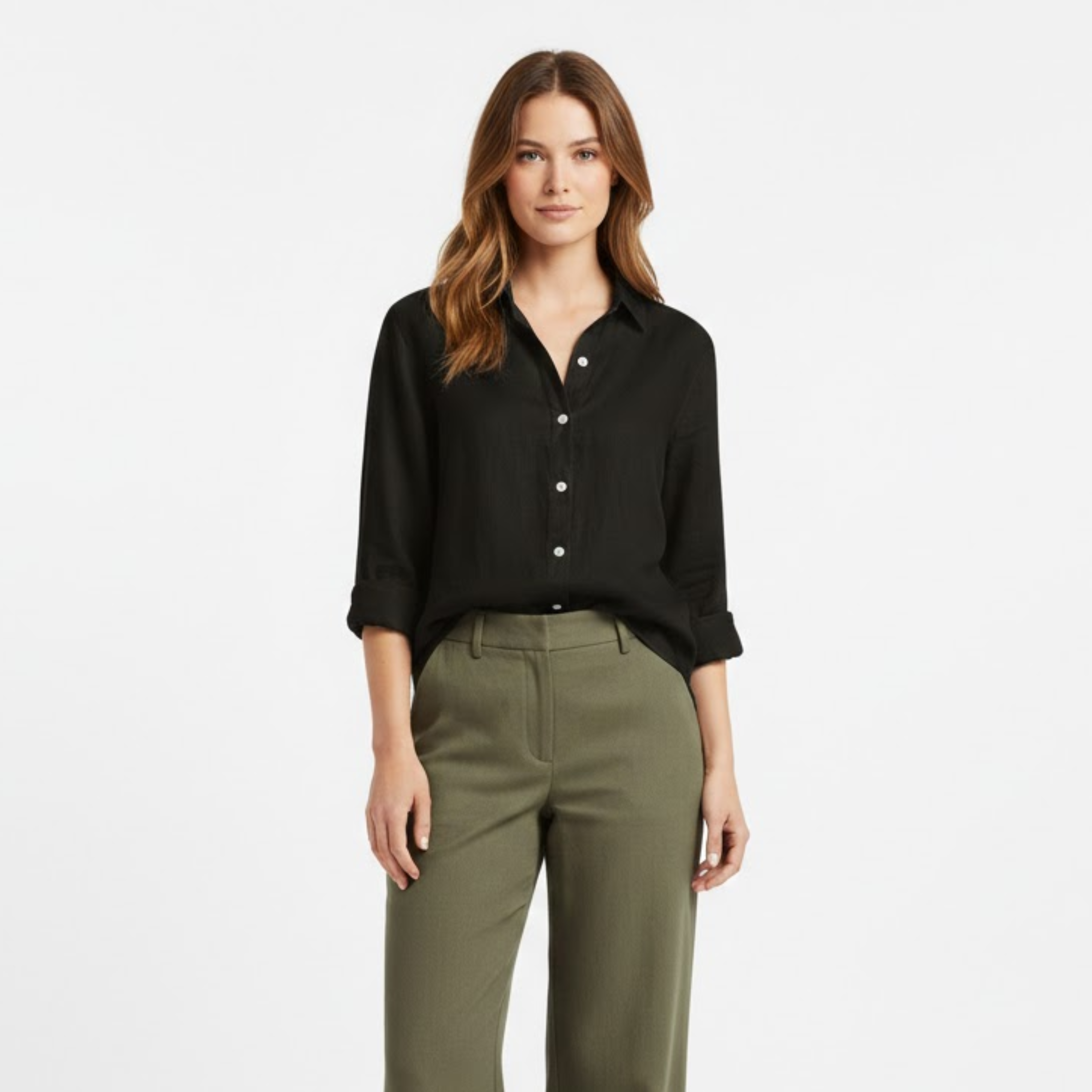 Women's Cotton Linen T-Shirt Half Sleeve Turn-Down Collar Loose Fit Casual Tee Top