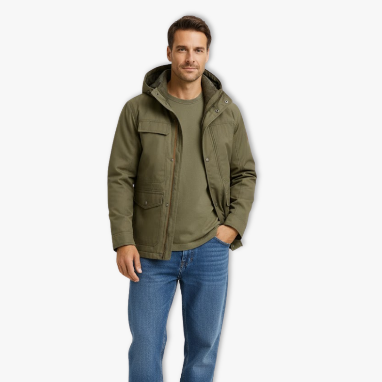 Men's Fleece Lined Cargo Jacket Hooded Winter Tactical Outerwear Thick Warm Coat