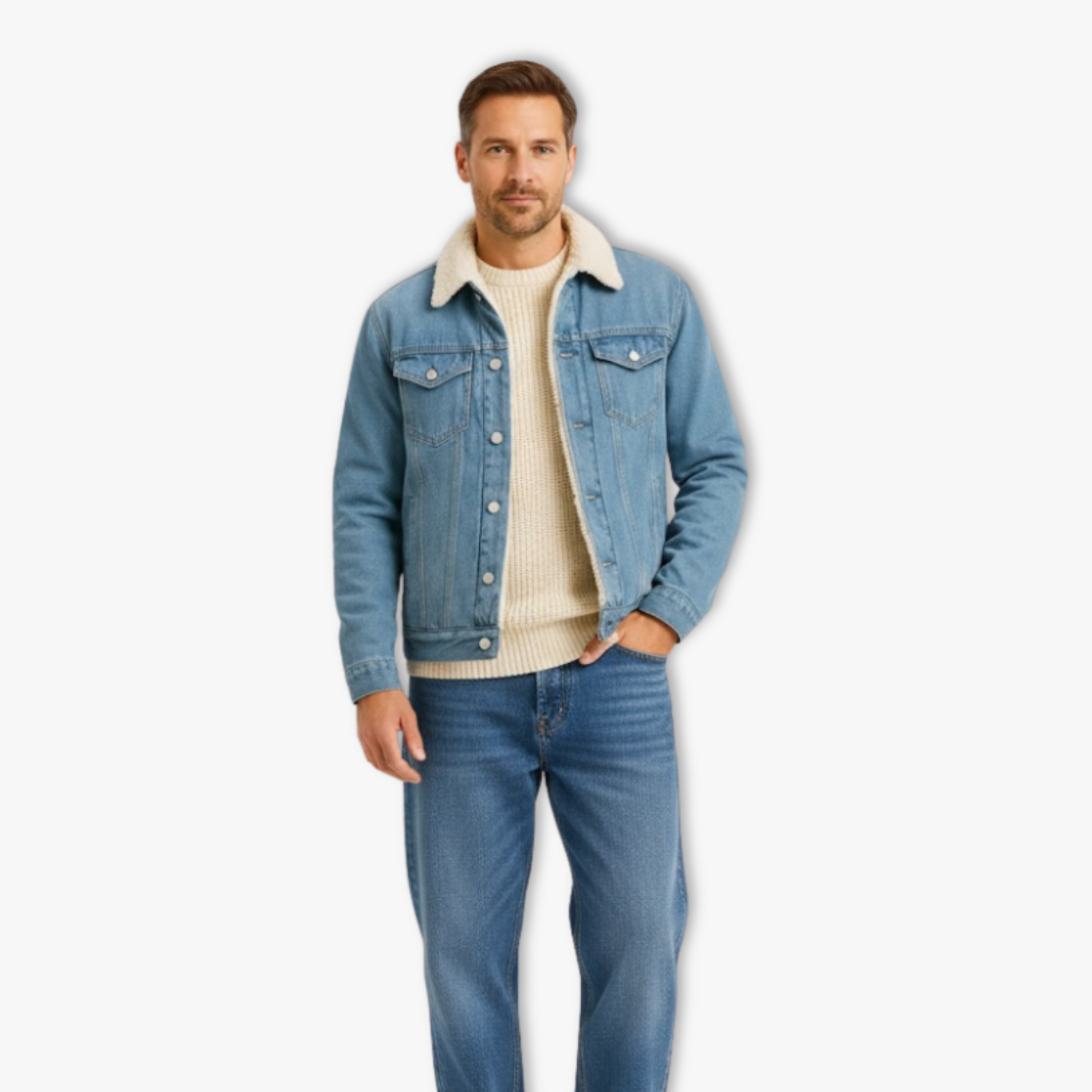 Men's Sherpa Lined Corduroy Trucker Jacket Cotton Fleece Cargo Workwear Coat