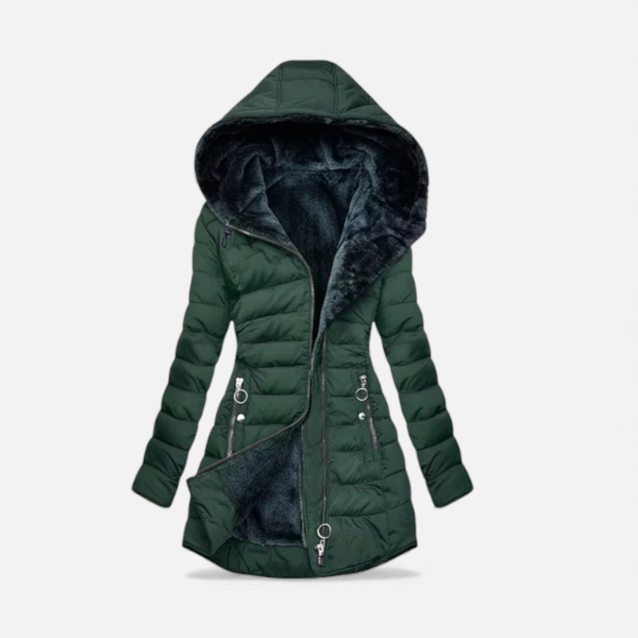 Veroux Mode | Women’s Fleece Puffer Jacket – Hooded Winter Elegance
