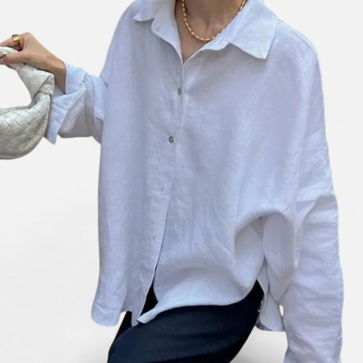Veroux Mode | Women's Vintage Cotton-Linen Shirt – Spring Elegance with Timeless Comfort