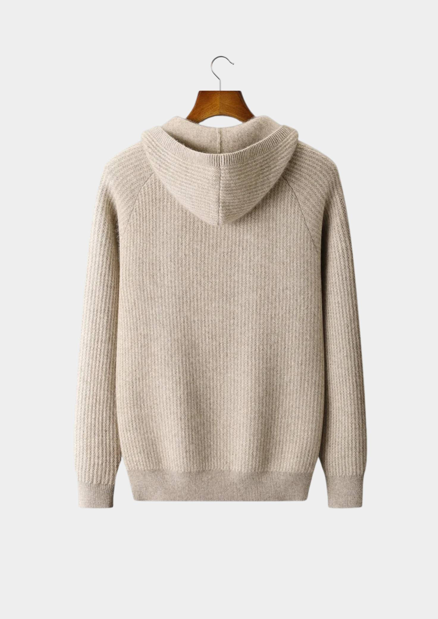 Veroux Mode | Men’s Pure Extra-Fine Merino Wool Ribbed Zipper Hoodie