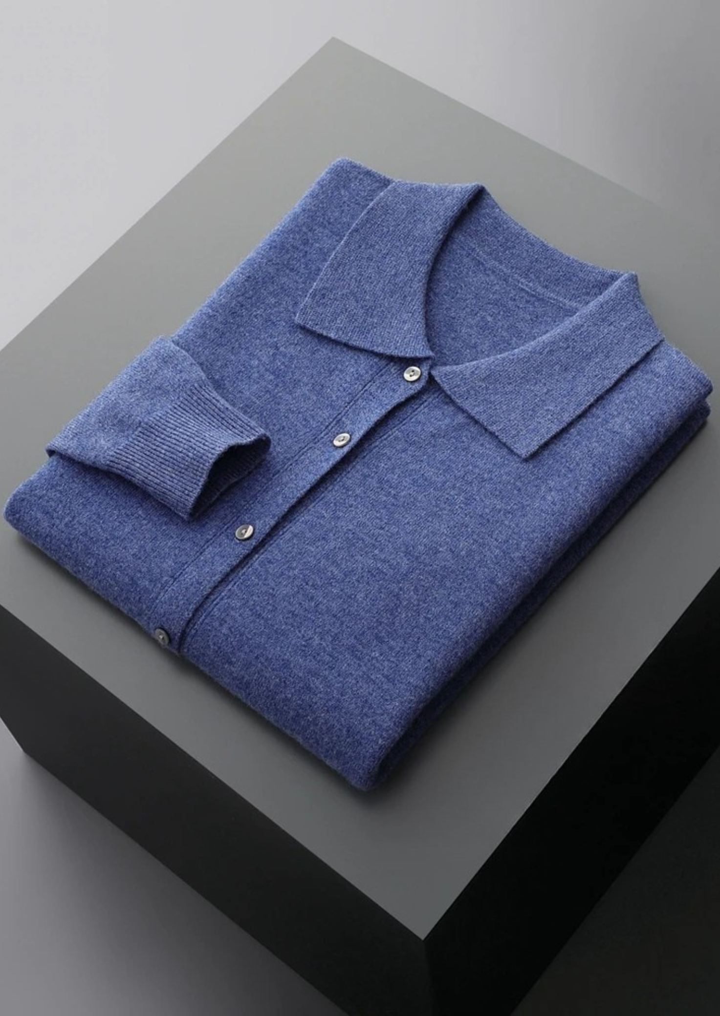 Veroux Mode | Men’s Pure Extra-Fine Merino Wool Polo Cardigan