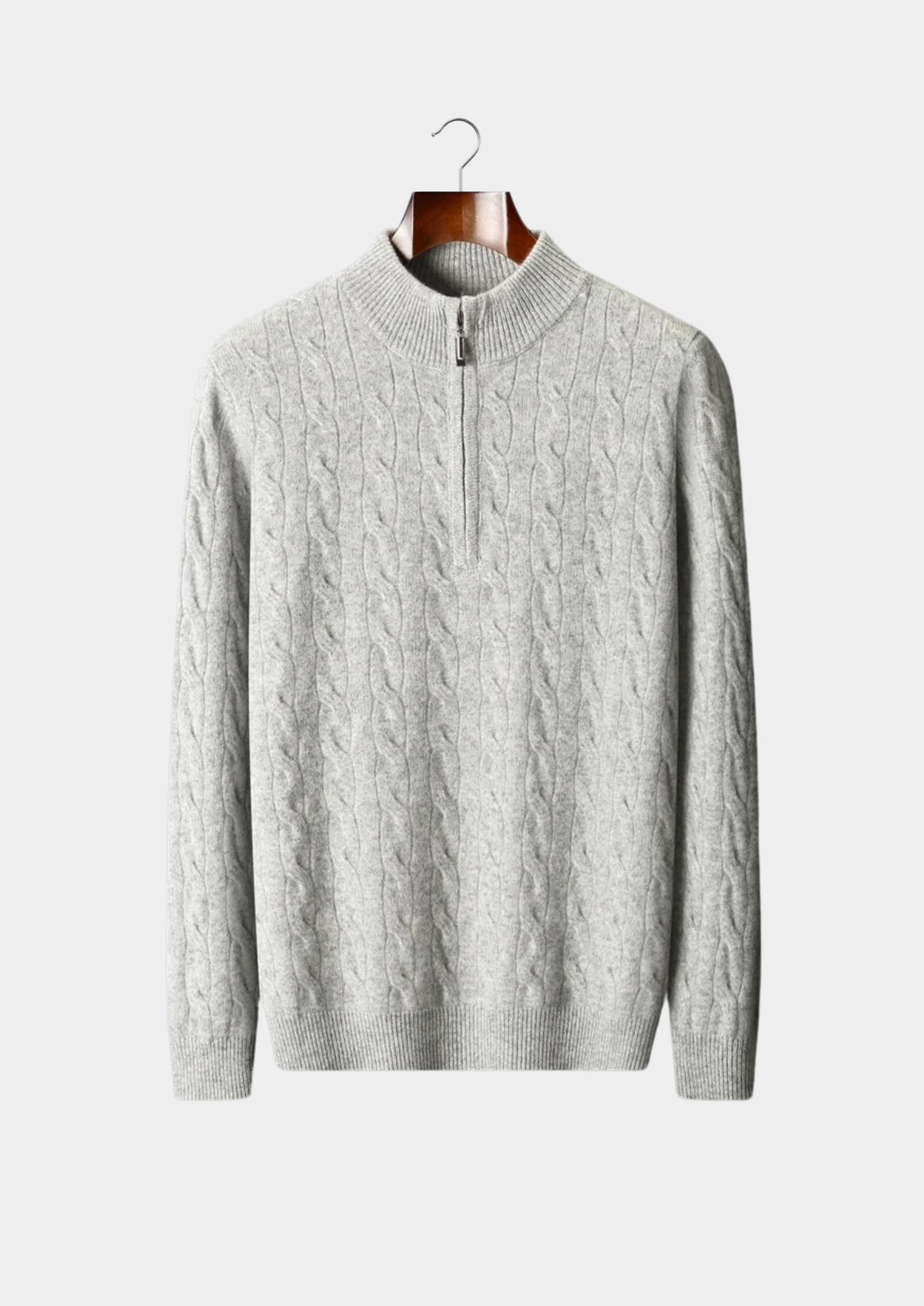 Veroux Mode | Men’s Pure Extra-Fine Merino Wool Cable Half Zip