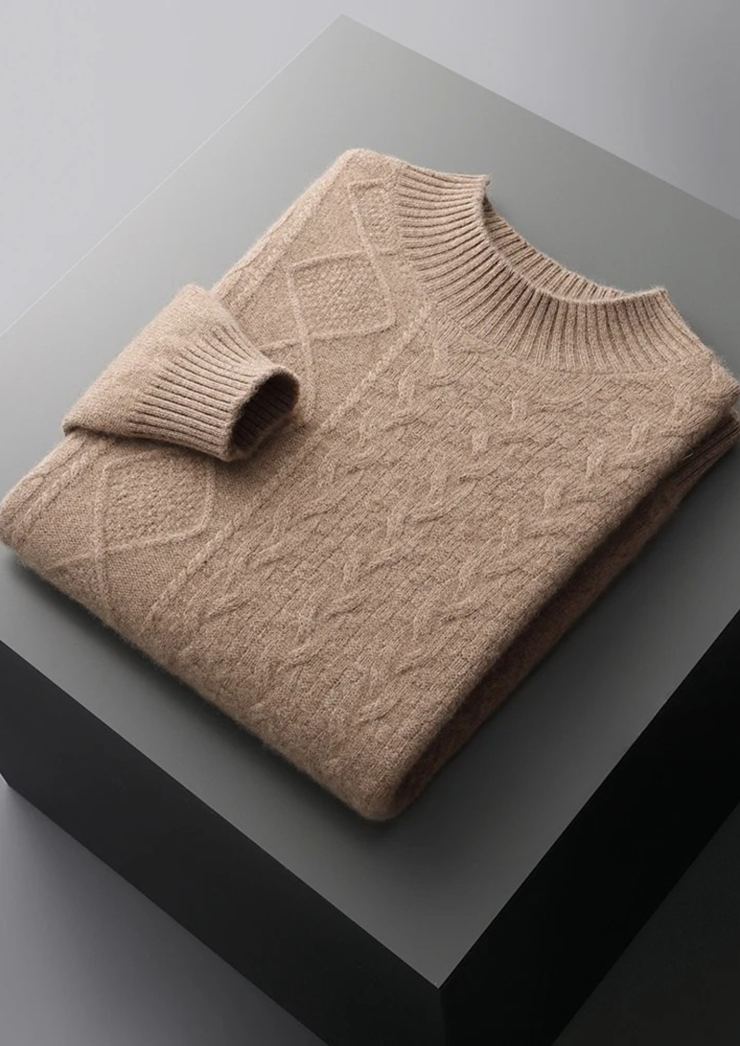 Veroux Mode | Men’s Pure Extra-Fine Merino Wool Jacquard Mockneck