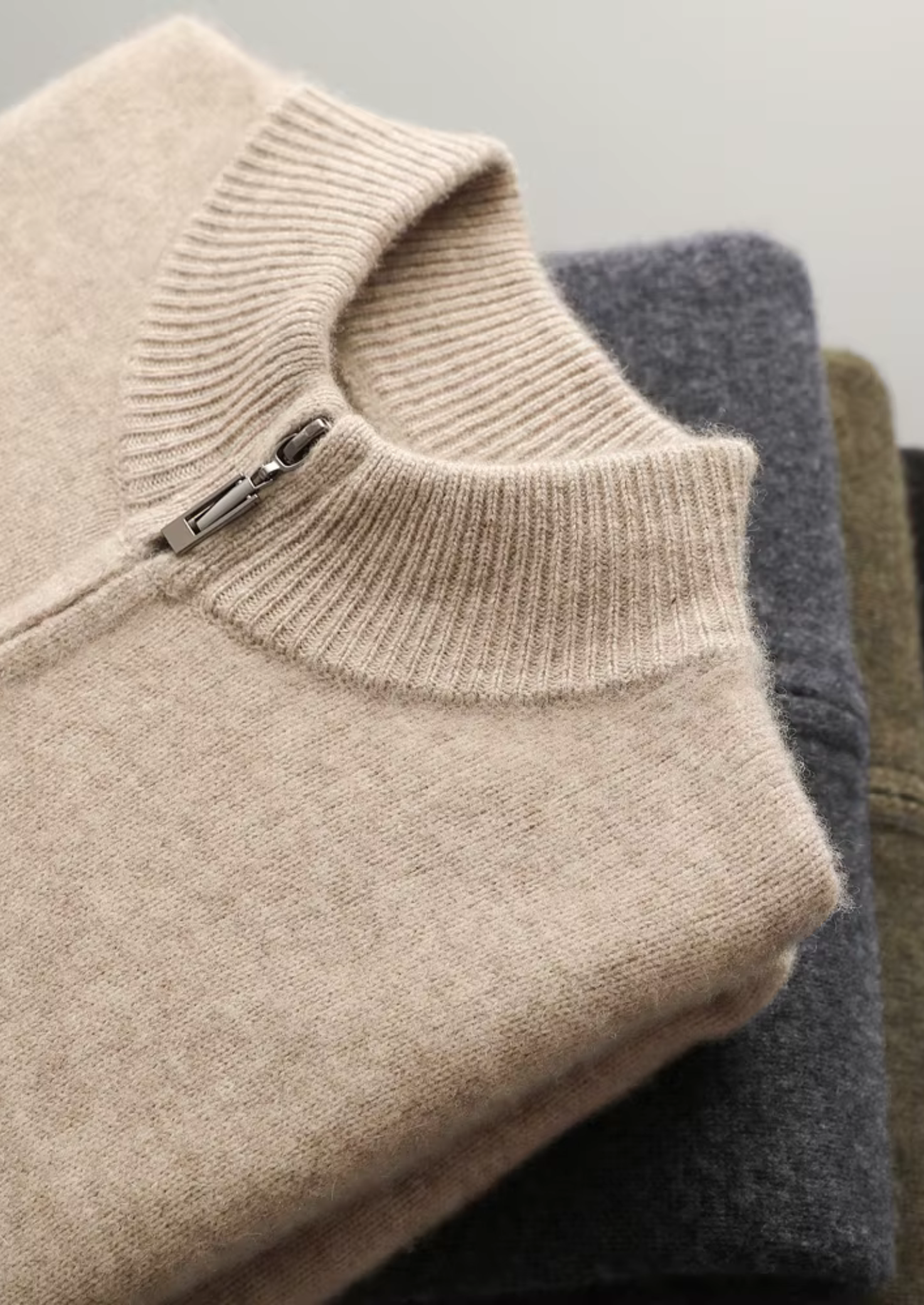 Veroux Mode | Men’s Pure Extra-Fine Merino Wool Zipper Cardigan