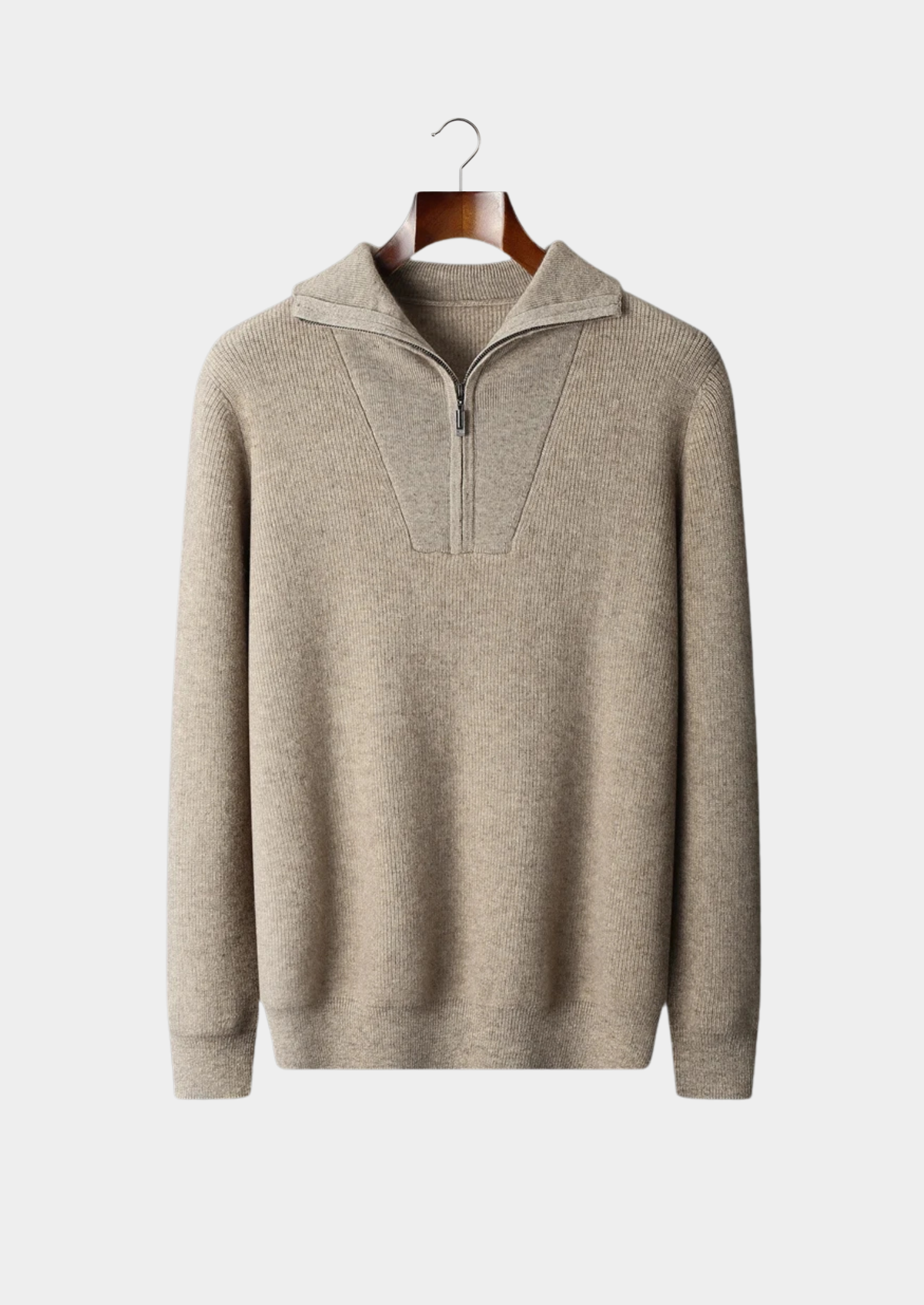 Veroux Mode | Men’s Premium Cashmere Ribbed Half-Zip Sweater