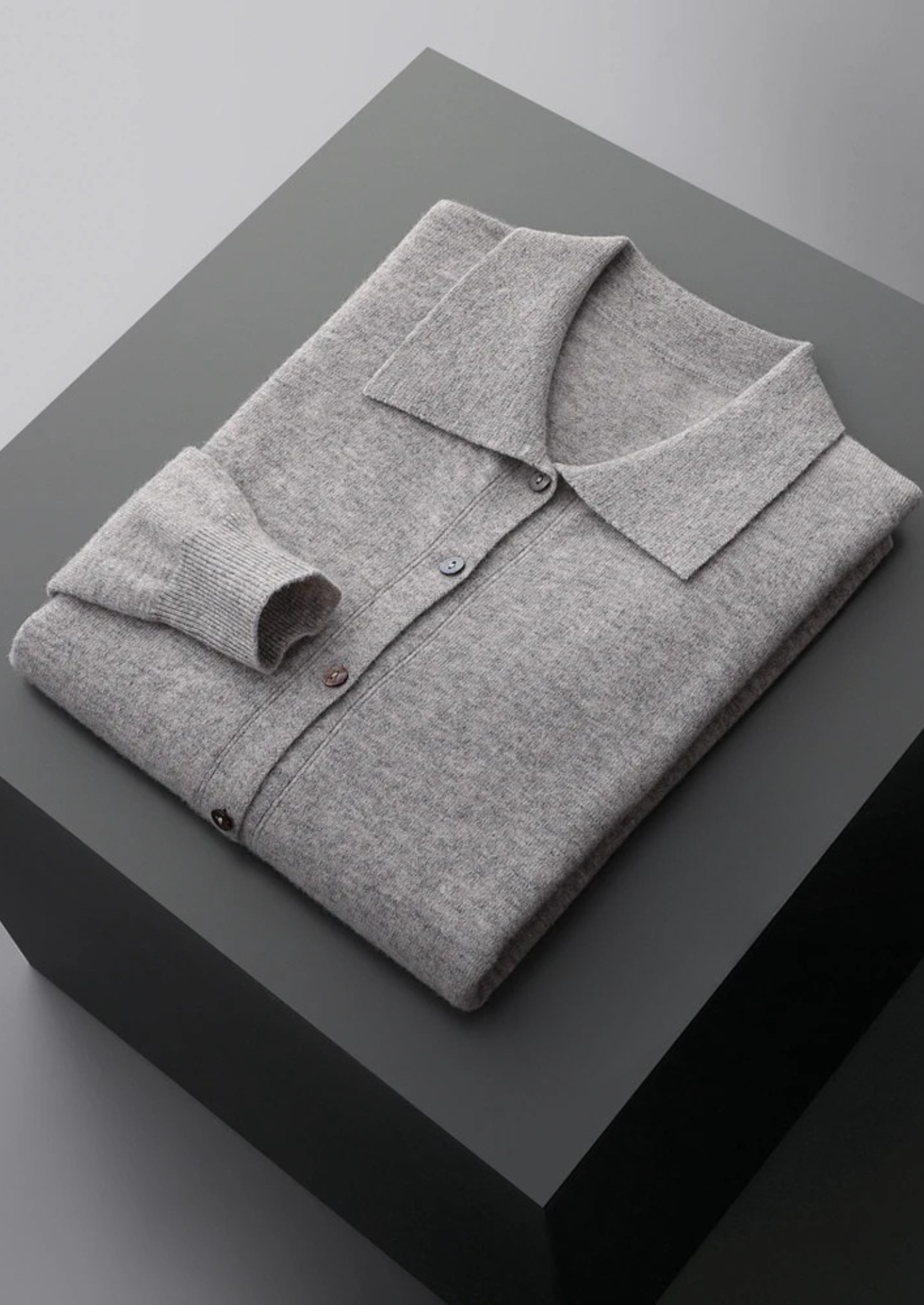 Veroux Mode | Men’s Pure Extra-Fine Merino Wool Polo Cardigan