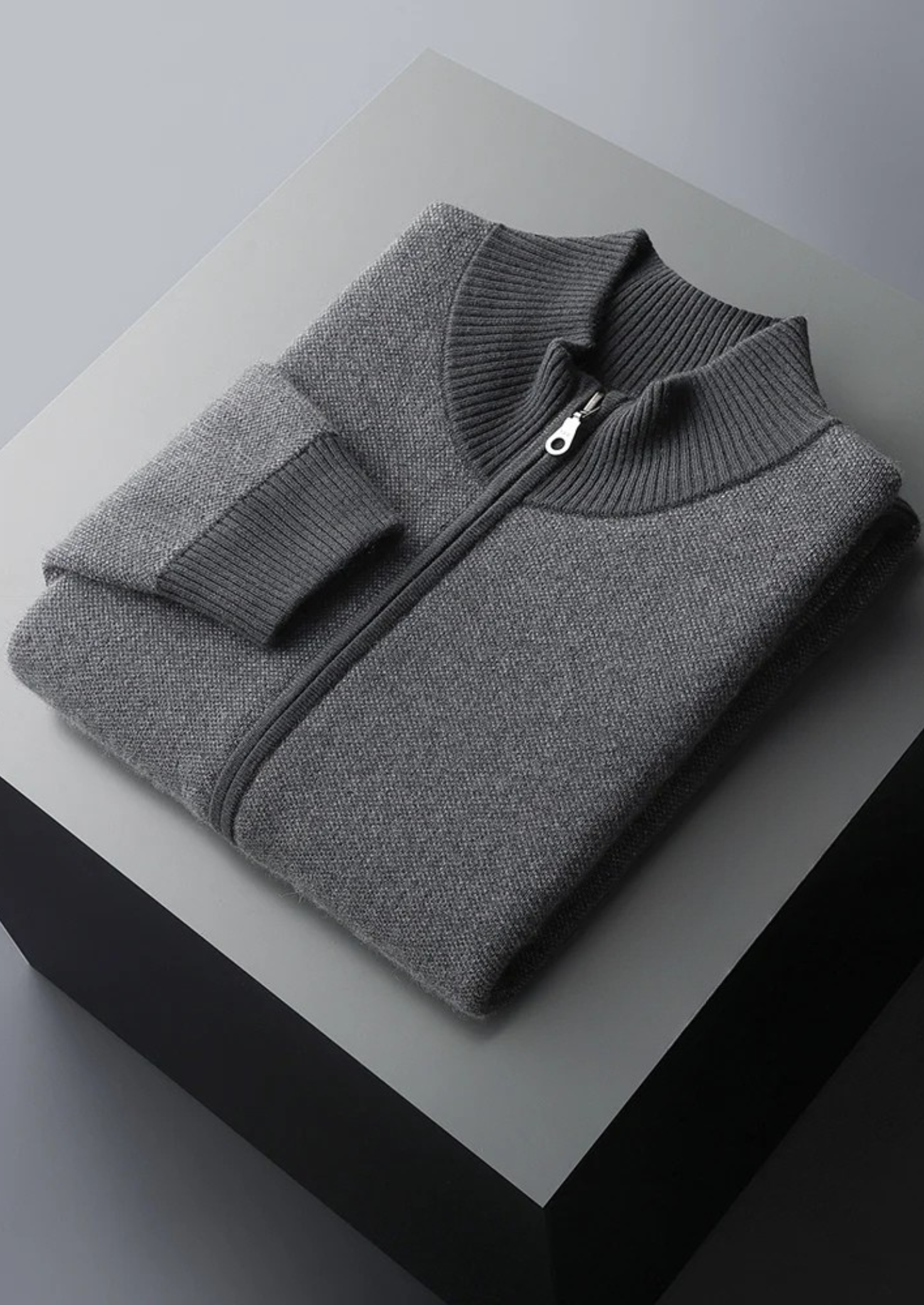 Veroux Mode | Men’s Premium Cashmere Jacquard Zip Cardigan