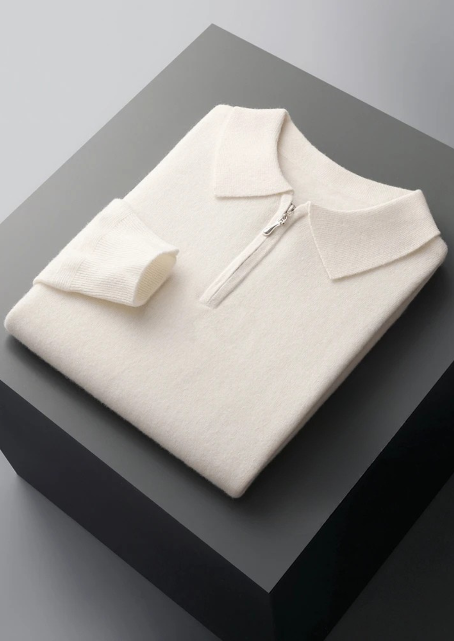 Veroux Mode | Men’s Pure Extra-Fine Merino Wool Half Zip Polo
